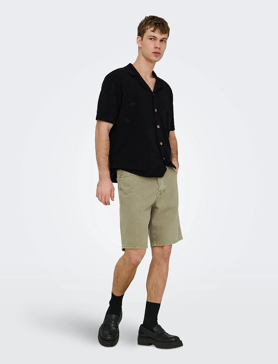 ONLY & SONS - ONSJAM LIFE REG SS SHIRT KNIT - gestrickte polohemden - black - 4