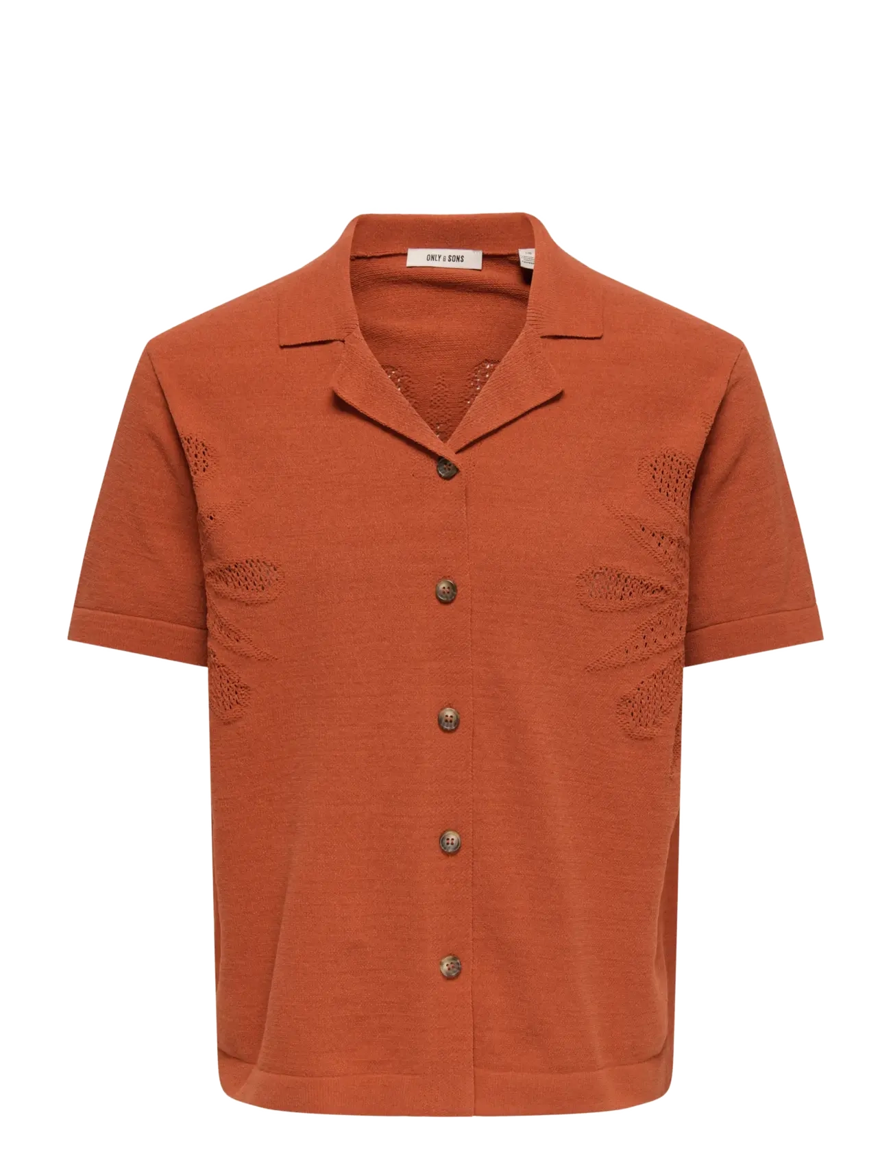 ONLY & SONS ONSJAM LIFE REG SS SHIRT KNIT - Stickat - BURNT BRICK / orange