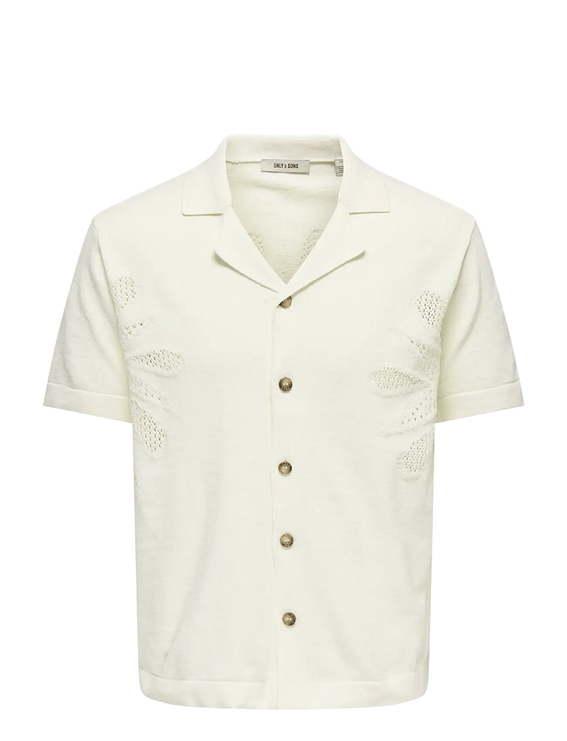 ONLY & SONS - ONSJAM LIFE REG SS SHIRT KNIT - gestrickte polohemden - egret - 1