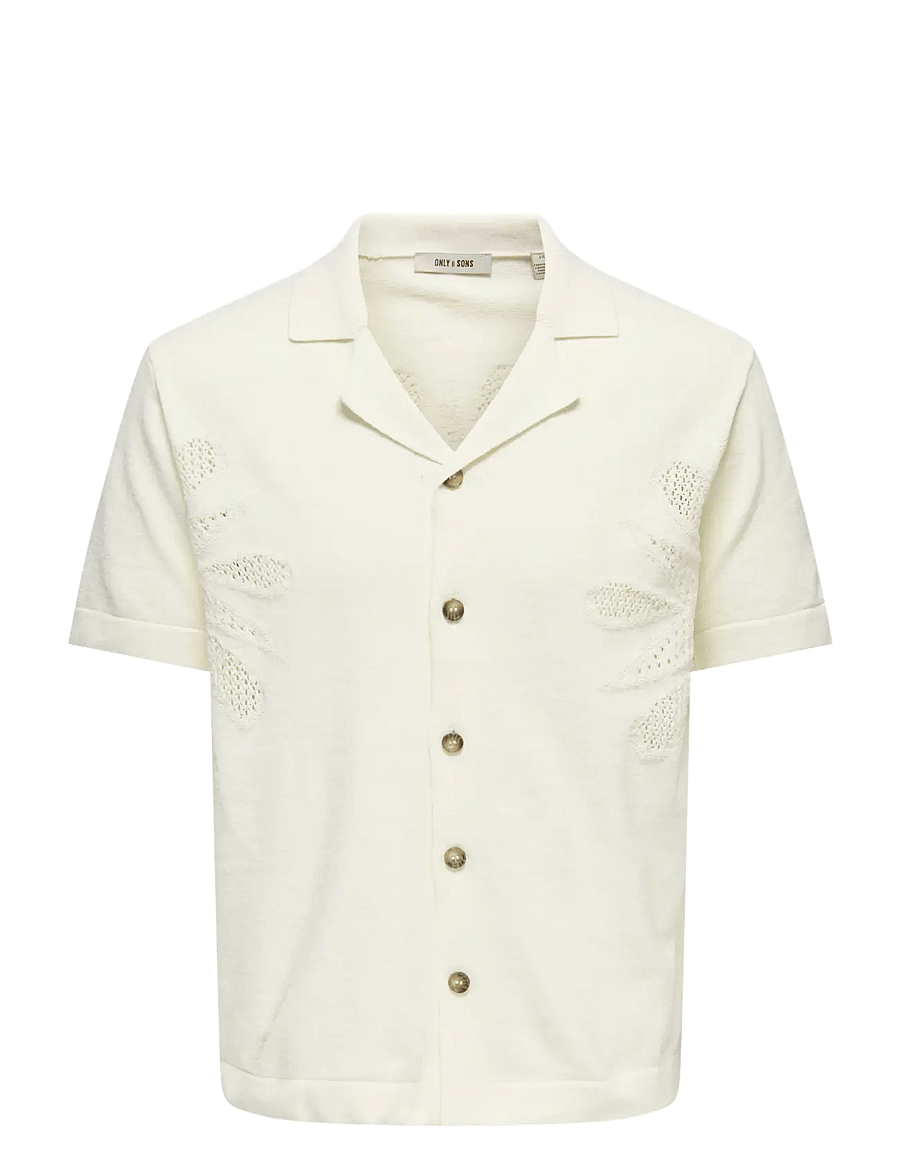 ONLY & SONS - ONSJAM LIFE REG SS SHIRT KNIT - gestrickte polohemden - egret - 1
