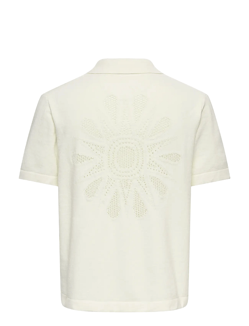 ONLY & SONS - ONSJAM LIFE REG SS SHIRT KNIT - gestrickte polohemden - egret - 2