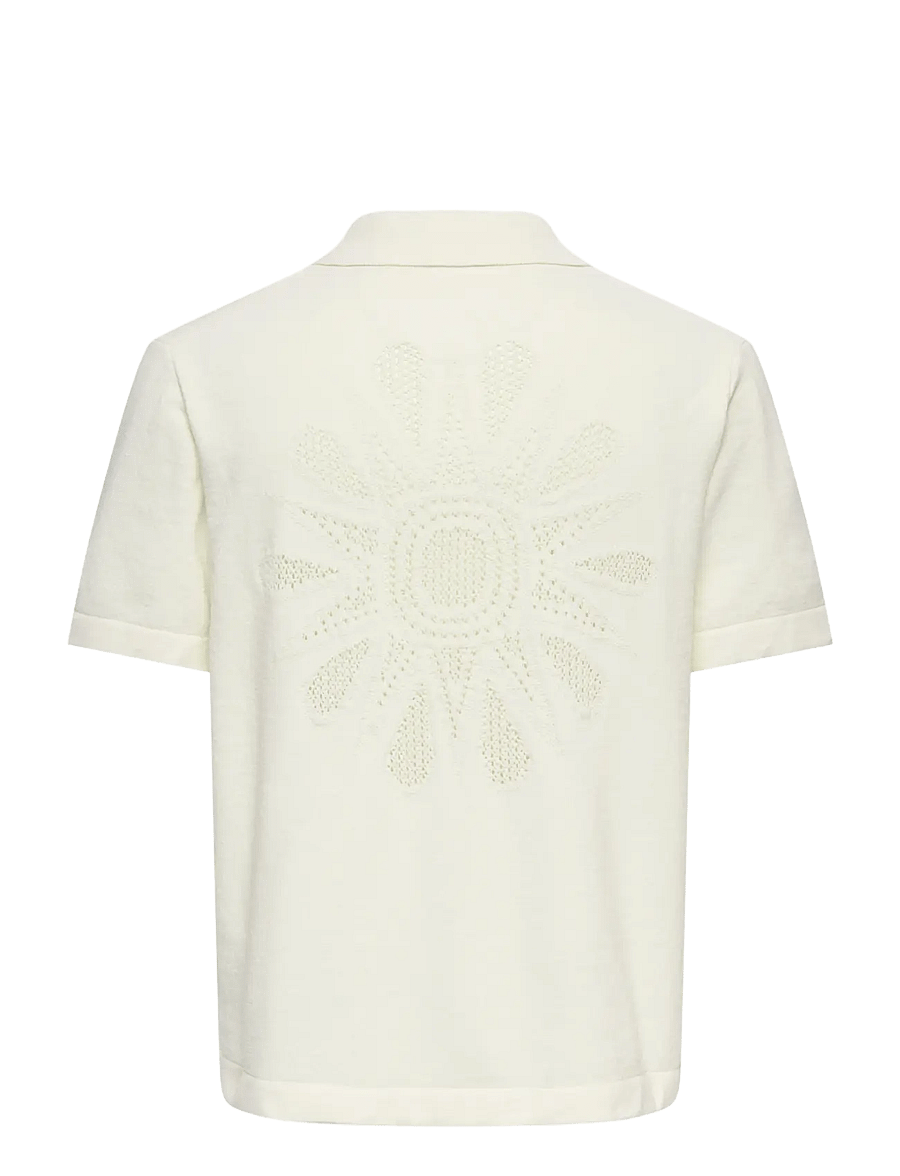 ONLY & SONS - ONSJAM LIFE REG SS SHIRT KNIT - gestrickte polohemden - egret - 2