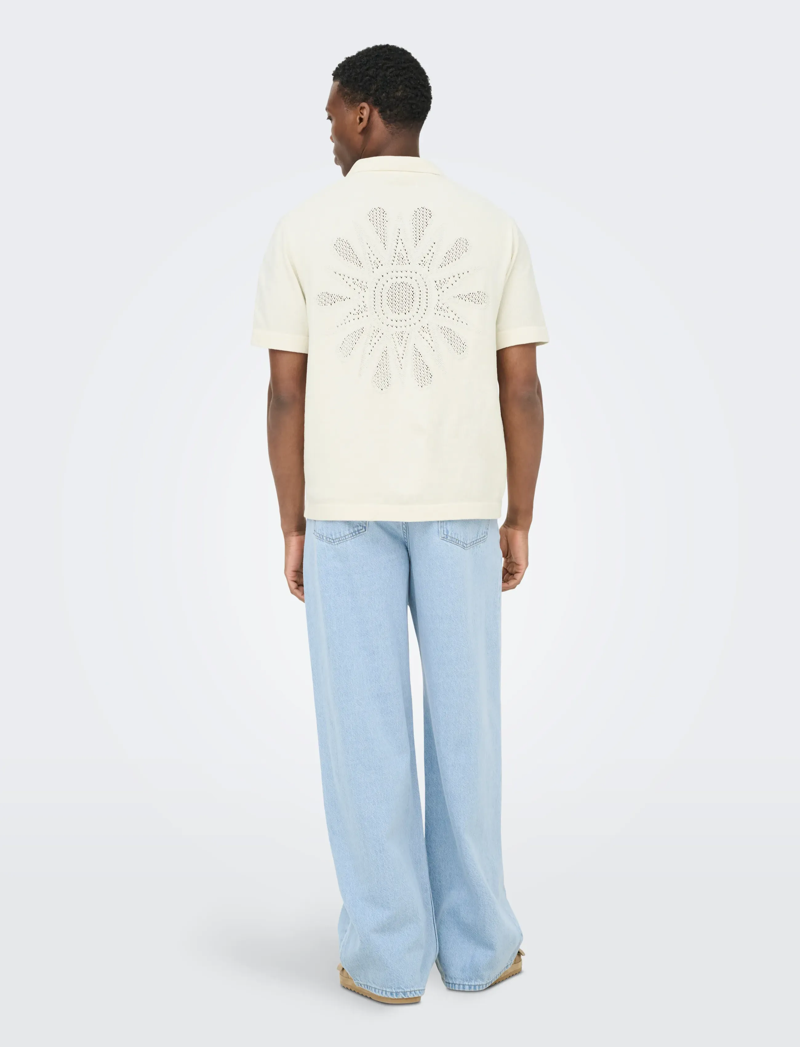 ONLY & SONS - ONSJAM LIFE REG SS SHIRT KNIT - kootud polosärgid - egret - 3