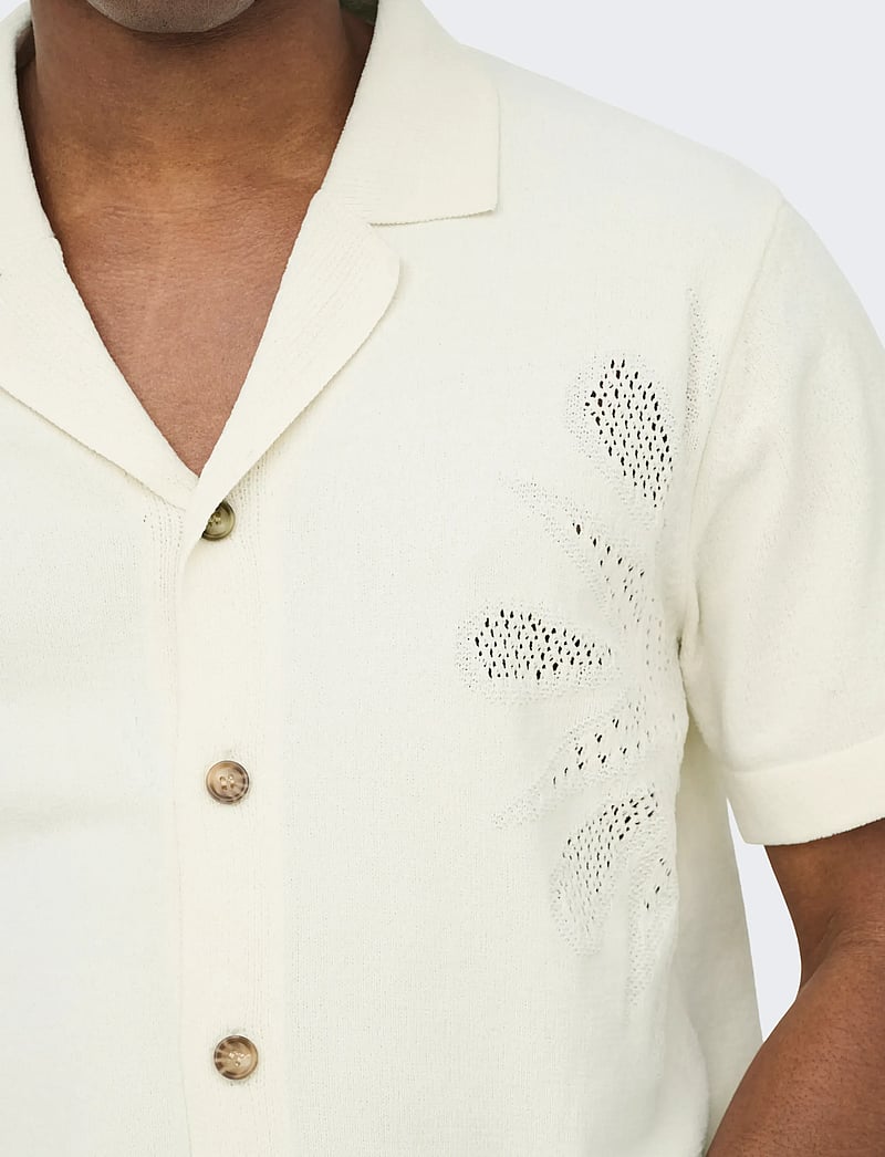 ONLY & SONS - ONSJAM LIFE REG SS SHIRT KNIT - gestrickte polohemden - egret - 5