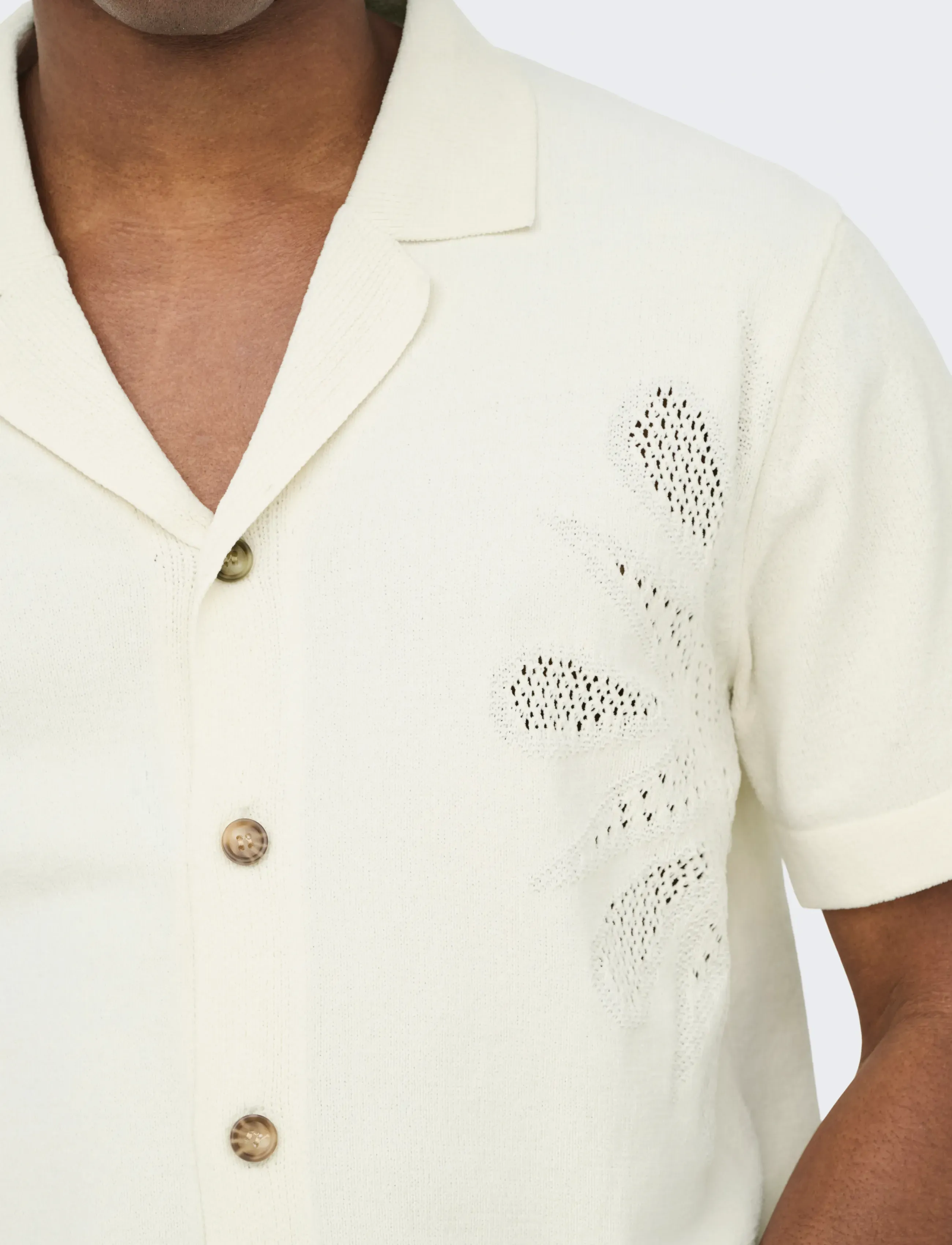 ONLY & SONS - ONSJAM LIFE REG SS SHIRT KNIT - kootud polosärgid - egret - 5