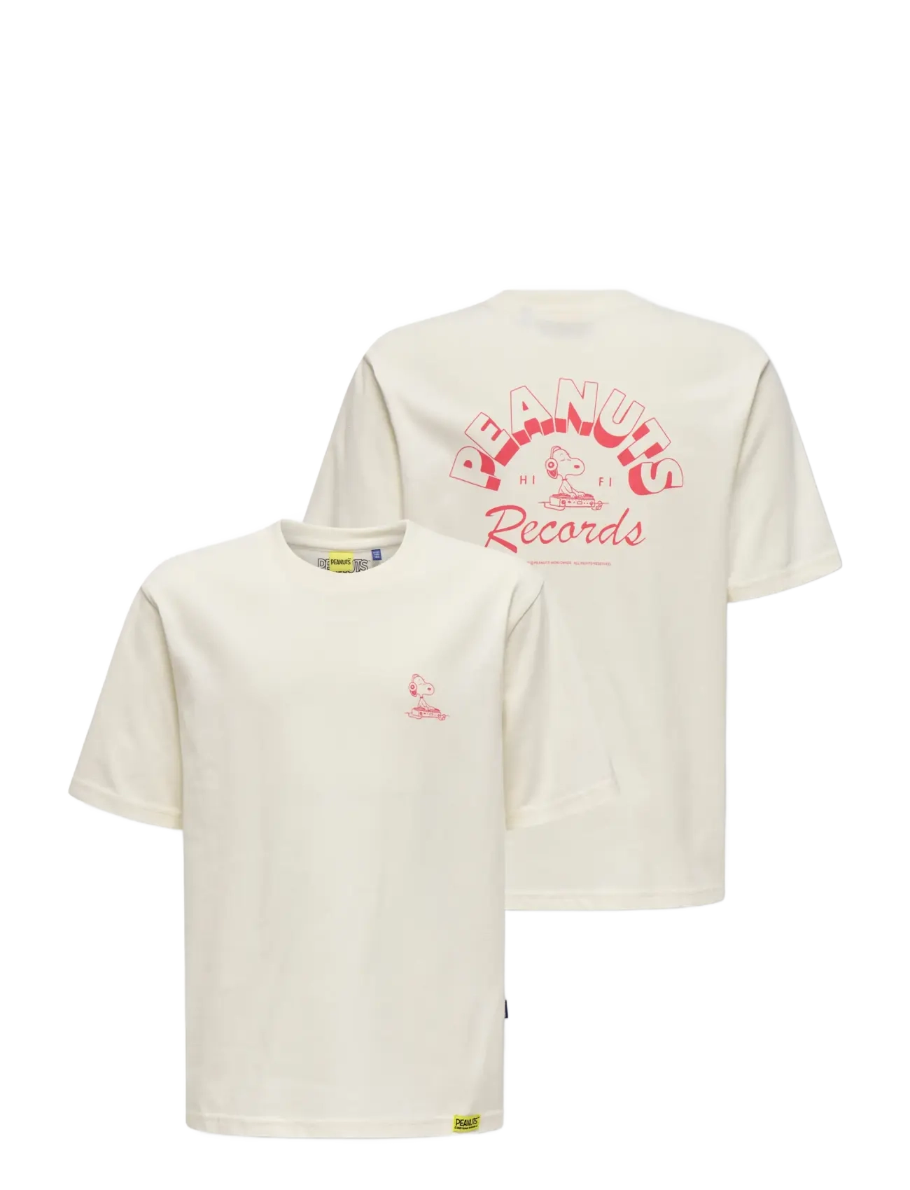 ONLY & SONS OSJPEANUTS BACK RLX SS LIC TEE - 4 for 3 - EGRET / cream