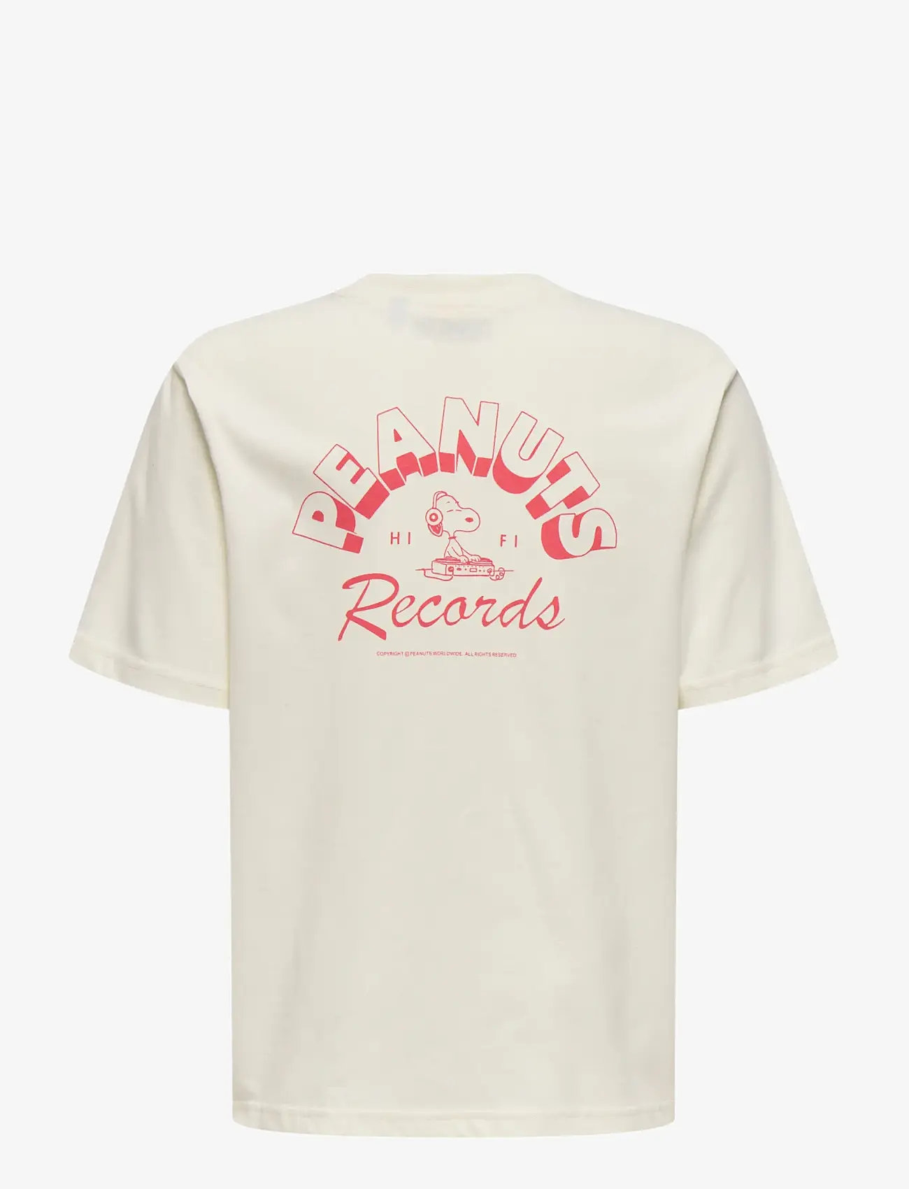 ONLY & SONS - OSJPEANUTS BACK RLX SS LIC TEE - short-sleeved t-shirts - egret - 1