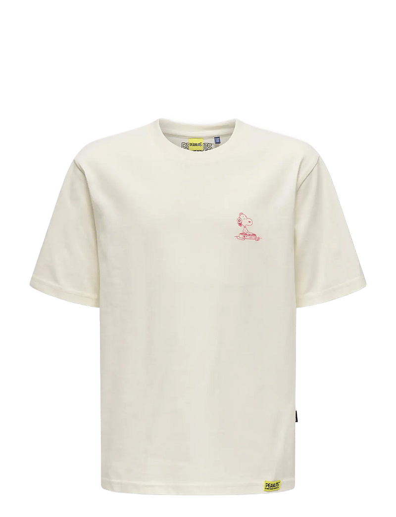 ONLY & SONS - OSJPEANUTS BACK RLX SS LIC TEE - short-sleeved t-shirts - egret - 2