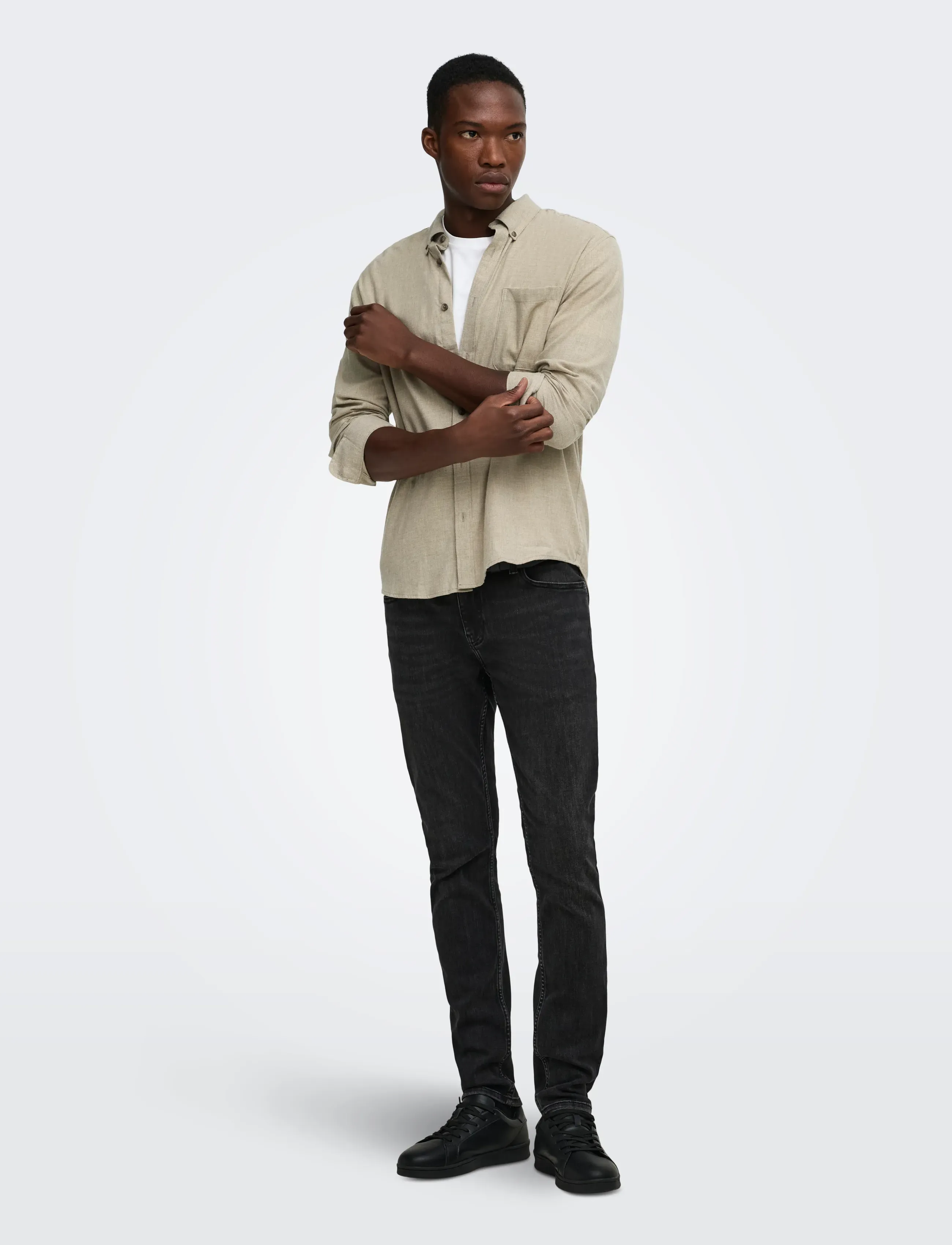 ONLY & SONS - ONSJUPITER REG FIT LS SHIRT NOOS - casual skjortor - chinchilla - 4