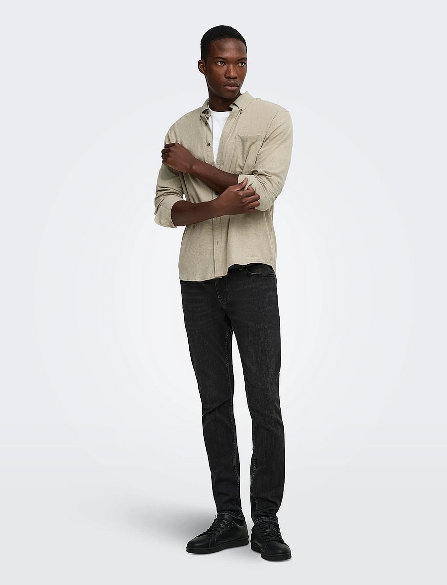 ONLY & SONS - ONSJUPITER REG FIT LS SHIRT NOOS - casual skjortor - chinchilla - 4