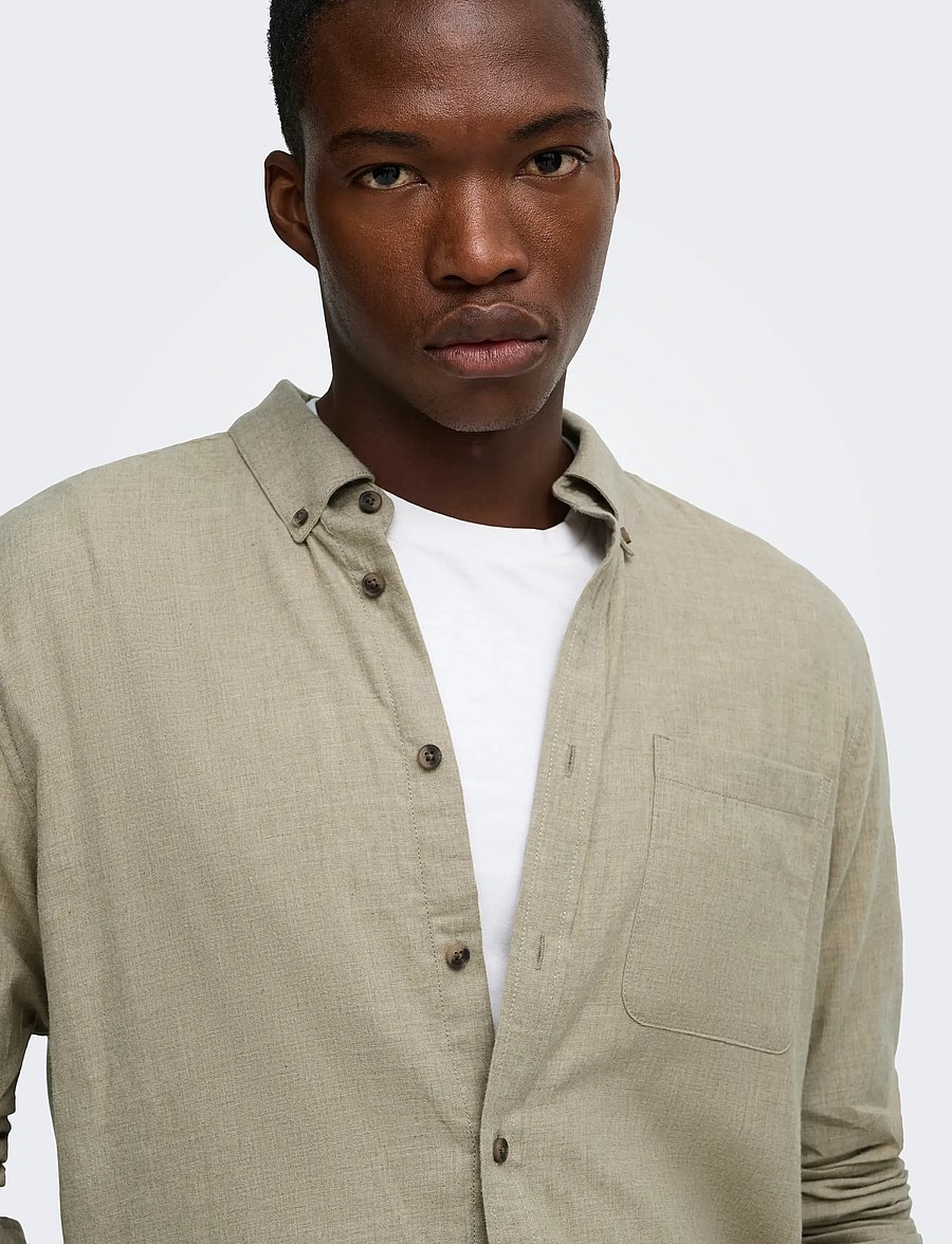 ONLY & SONS - ONSJUPITER REG FIT LS SHIRT NOOS - casual skjortor - chinchilla - 5