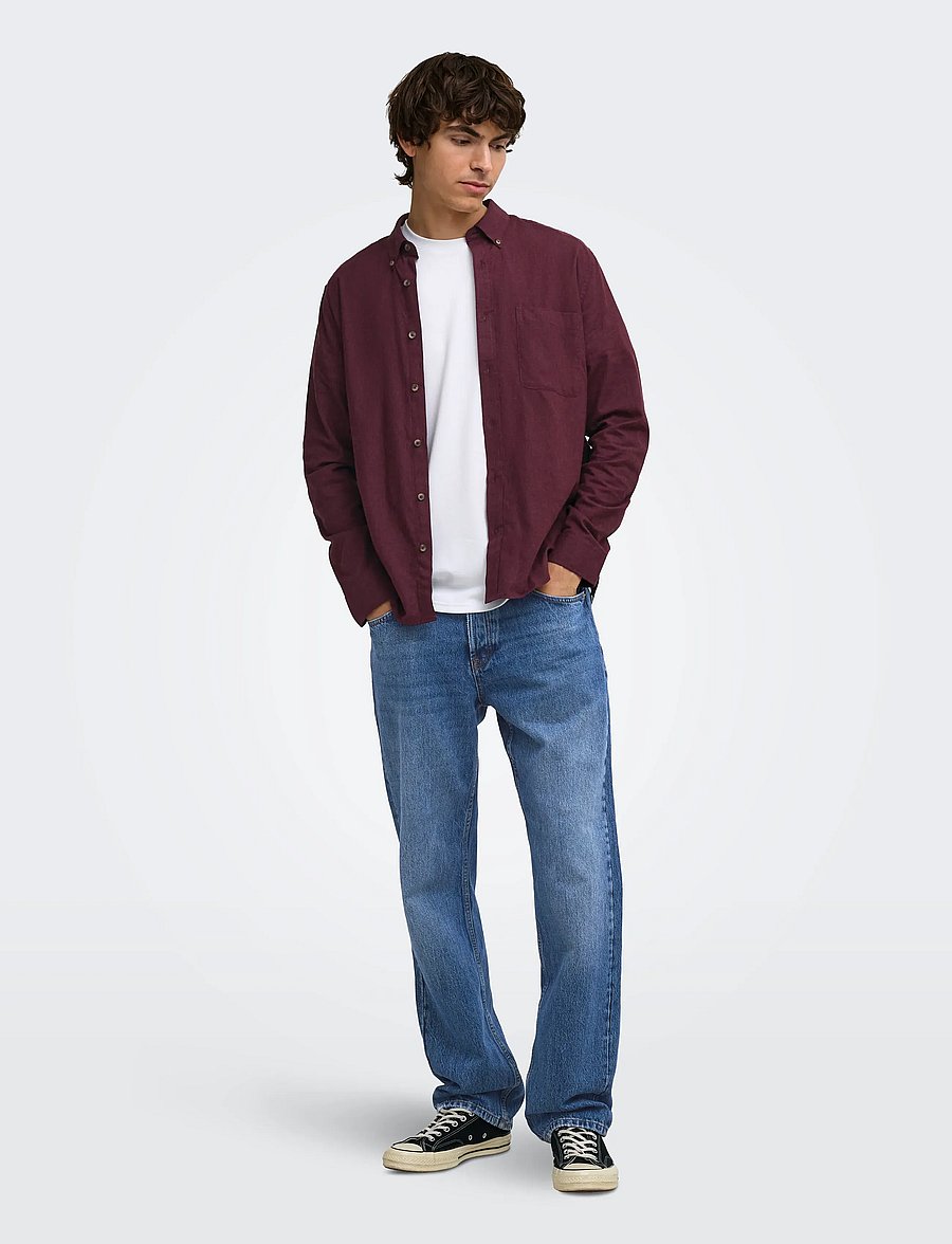 ONLY & SONS - ONSJUPITER REG FIT LS SHIRT NOOS - freizeithemden - fudge - 4