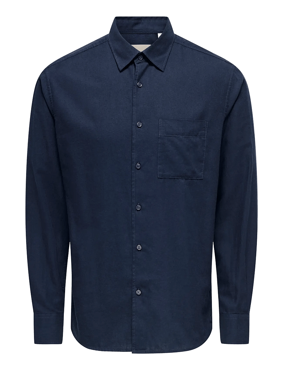 ONLY & SONS - ONSMARS REG FIT LS SHIRT NOOS - black iris - 0