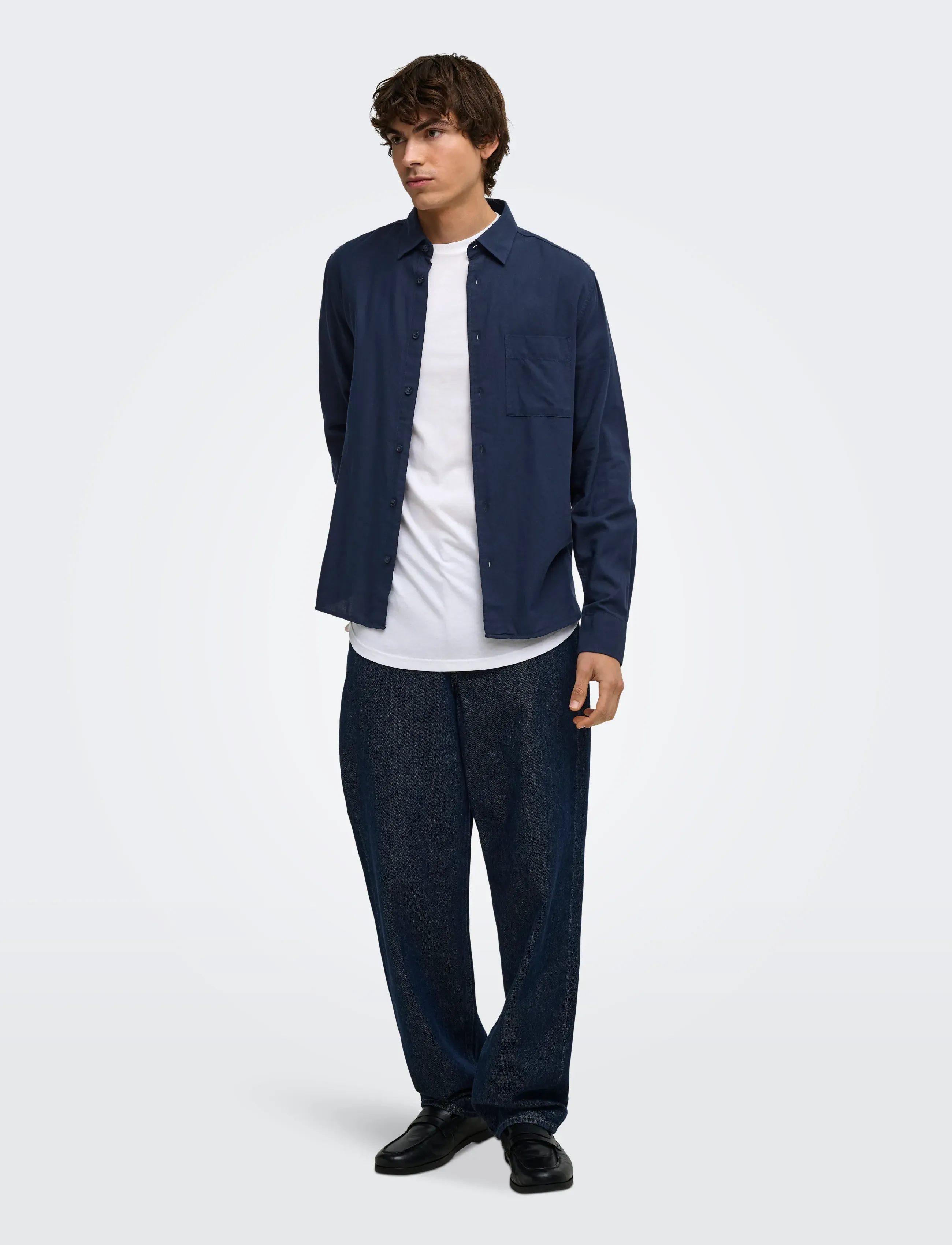 ONLY & SONS - ONSMARS REG FIT LS SHIRT NOOS - casual shirts - black iris - 4
