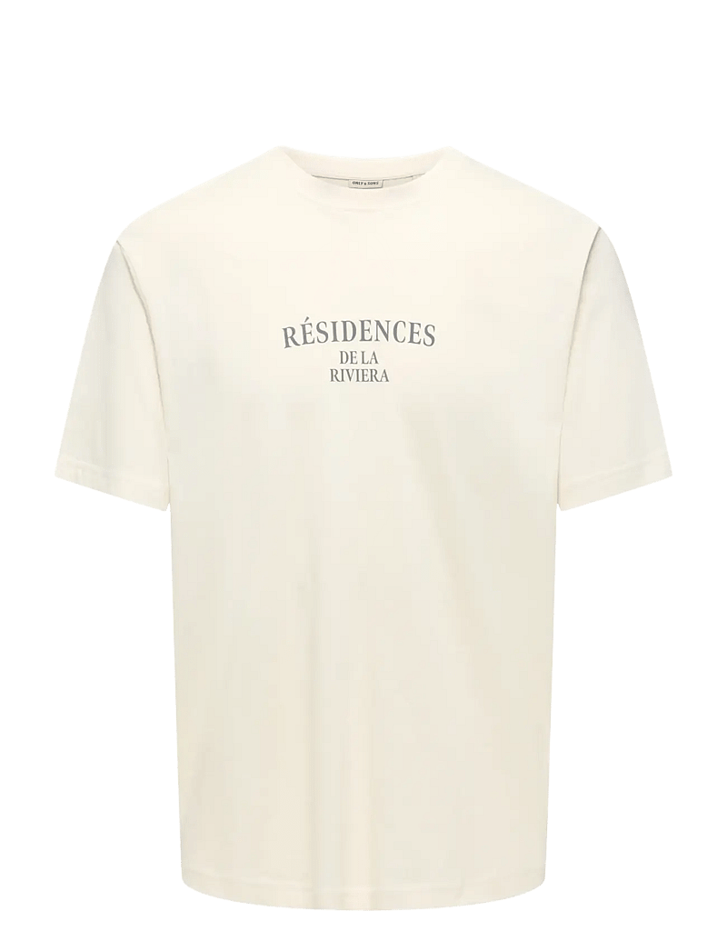 ONLY & SONS - ONSTHEO RLX SS TEE SR FT - kortærmede t-shirts - egret - 0