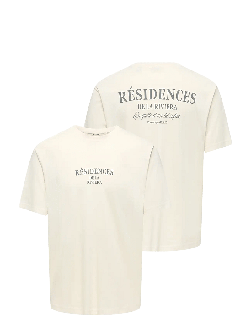 ONLY & SONS - ONSTHEO RLX SS TEE SR FT - kortærmede t-shirts - egret - 2