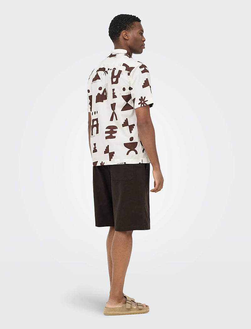 ONLY & SONS - ONSDAVES WIDE COT LIN 0007 SHORTS - leinen-shorts - coffee bean - 3