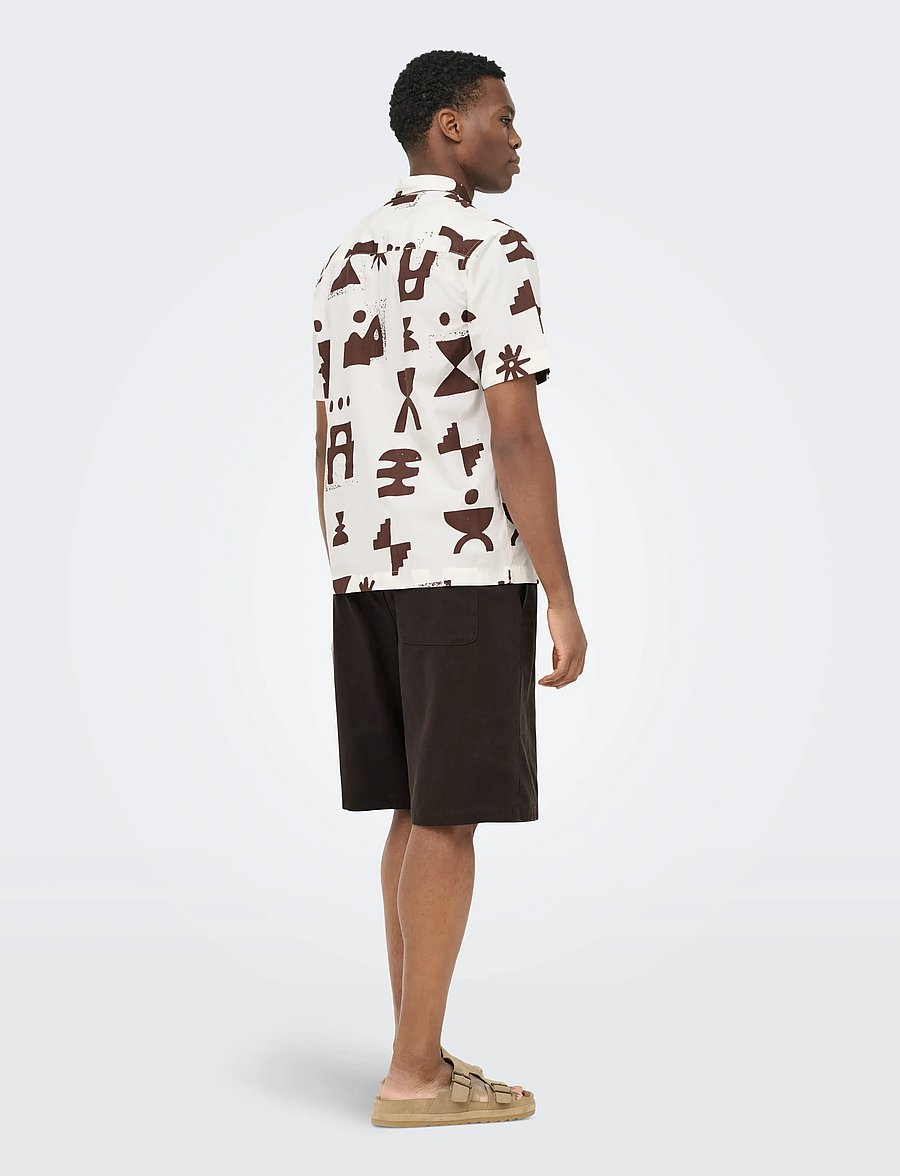 ONLY & SONS - ONSDAVES WIDE COT LIN 0007 SHORTS - linneshorts - coffee bean - 3