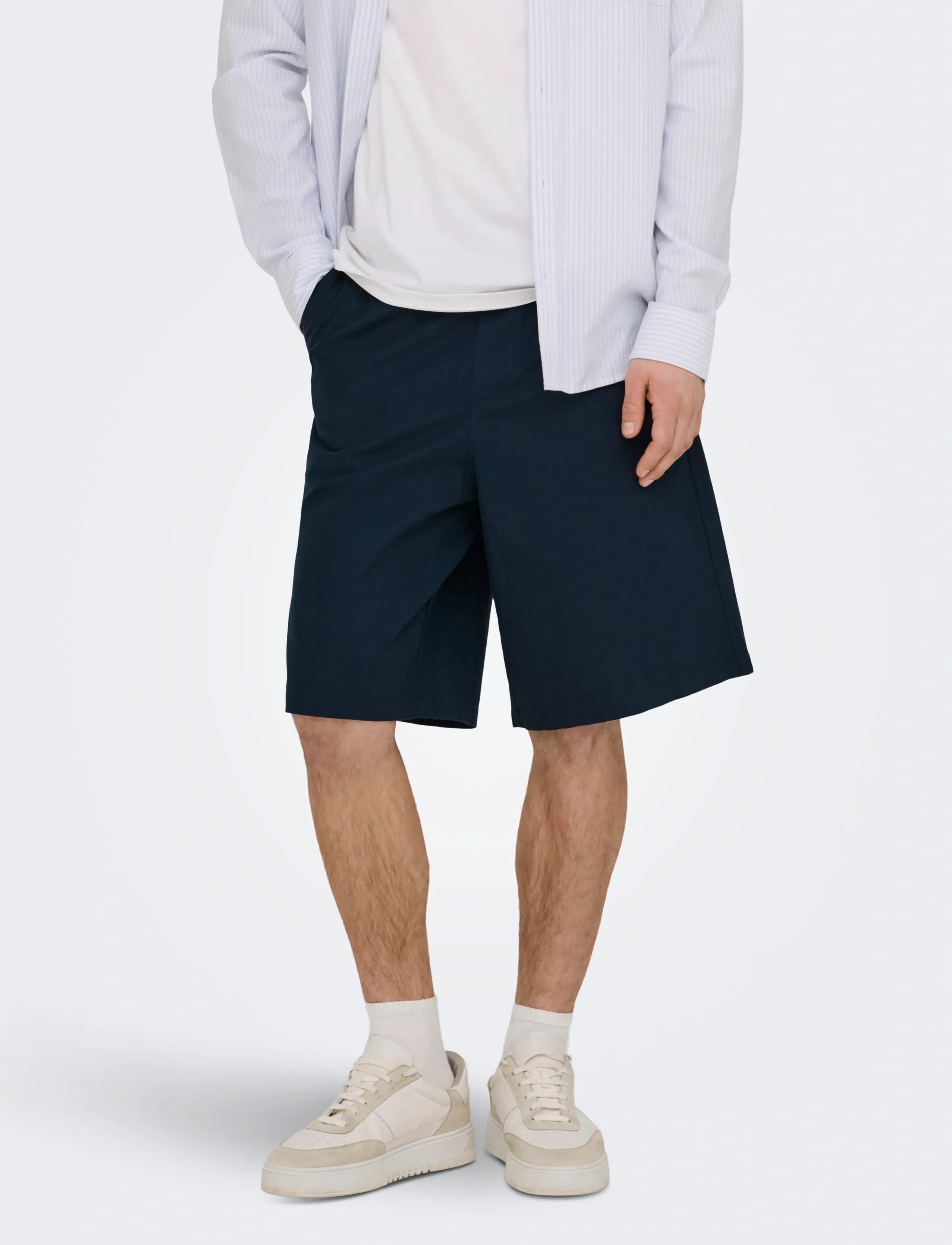 ONLY & SONS ONSDAVES WIDE COT LIN 0007 SHORTS - Kleding - DARK NAVY / navy