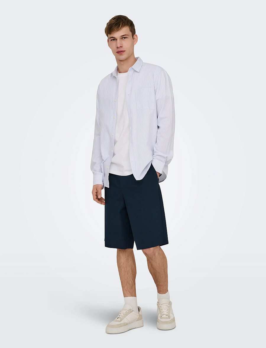 ONLY & SONS - ONSDAVES WIDE COT LIN 0007 SHORTS - linneshorts - dark navy - 4