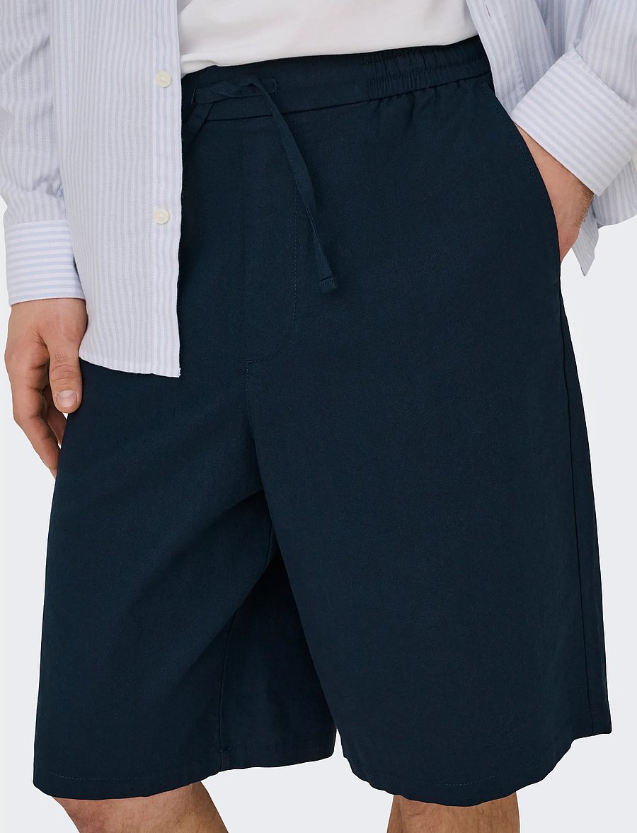 ONLY & SONS - ONSDAVES WIDE COT LIN 0007 SHORTS - linneshorts - dark navy - 5