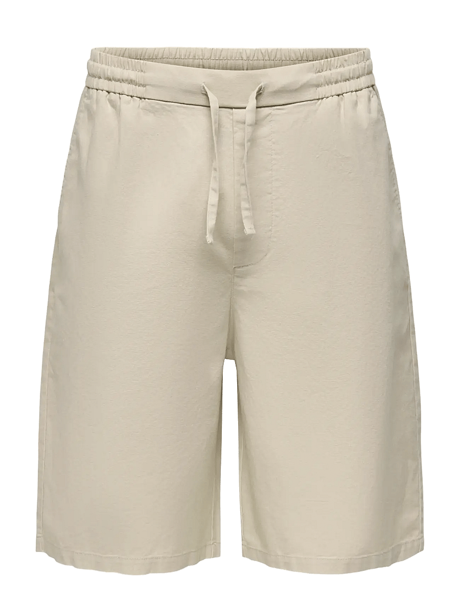 ONLY & SONS - ONSDAVES WIDE COT LIN 0007 SHORTS - linneshorts - silver lining - 1