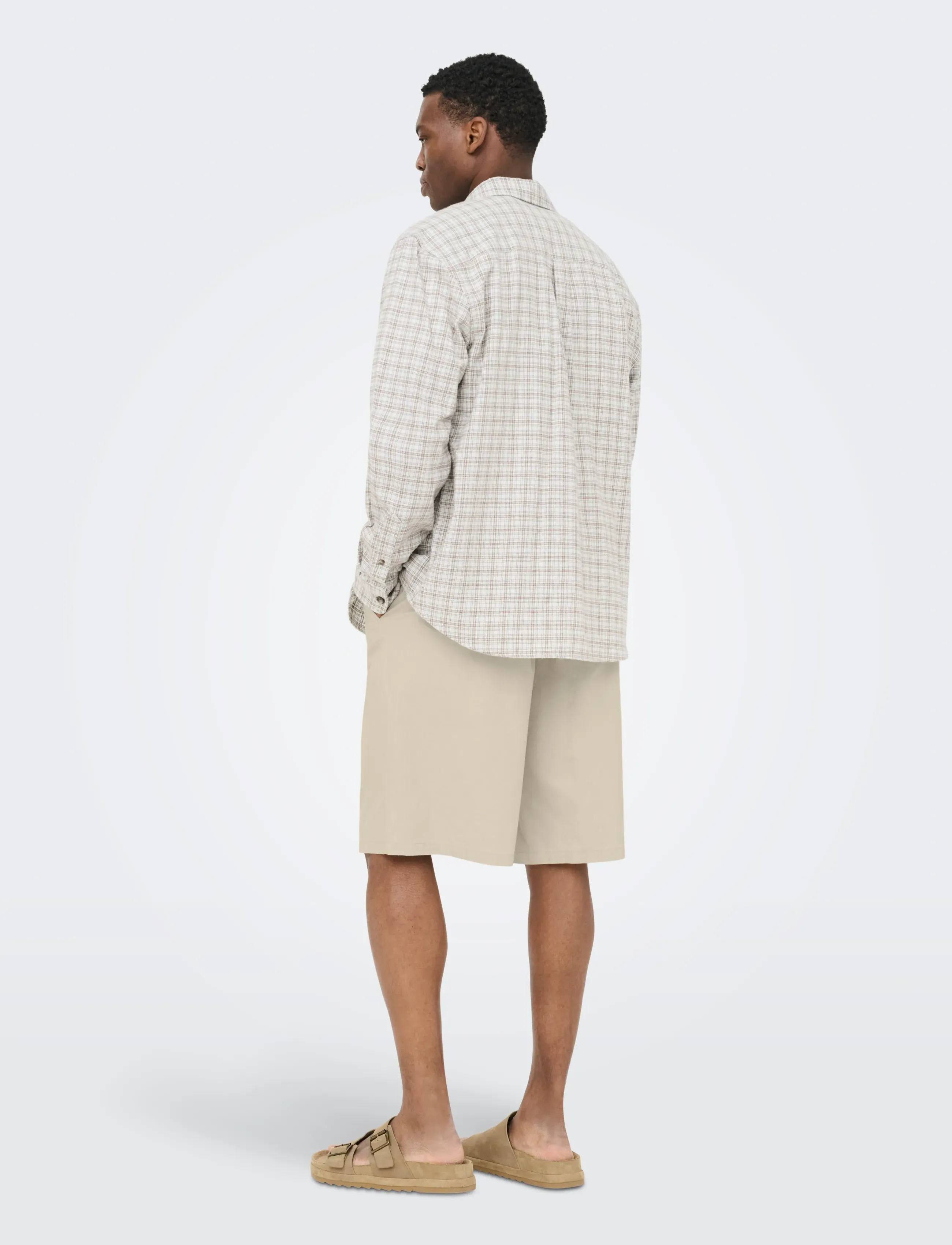 ONLY & SONS - ONSDAVES WIDE COT LIN 0007 SHORTS - linen shorts - silver lining - 3