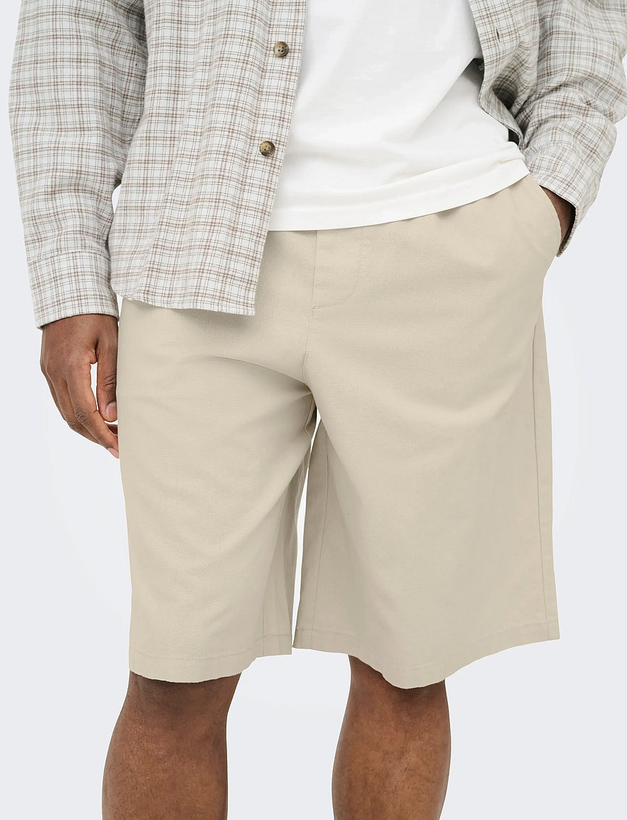ONLY & SONS - ONSDAVES WIDE COT LIN 0007 SHORTS - linneshorts - silver lining - 5