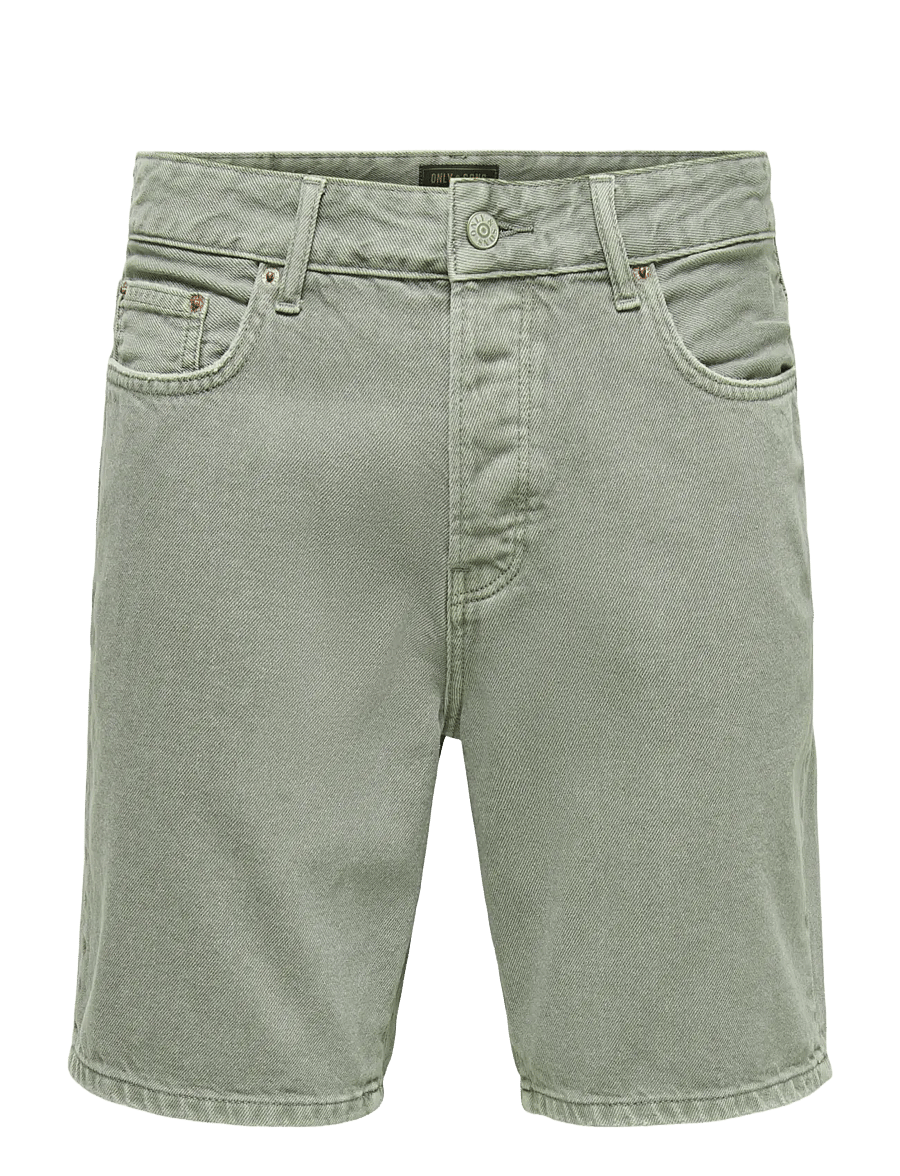 ONLY & SONS - ONSEDGE GREEN 7979 TAI DNM SHORTS NOOS - jeans shorts - calliste green - 1