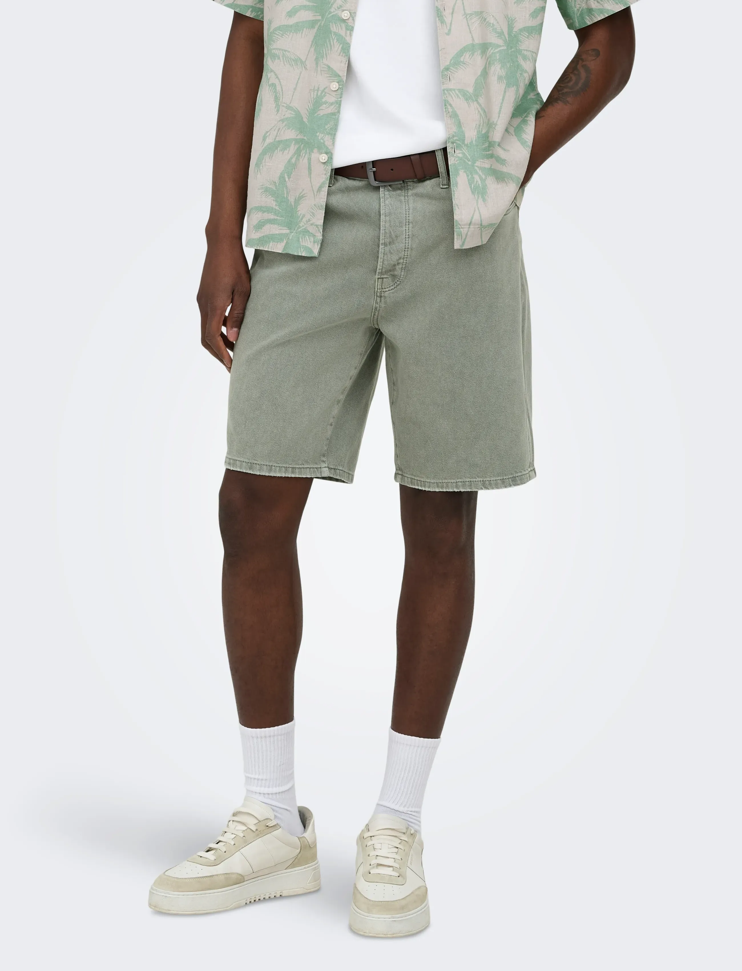 ONLY & SONS Onsedge Green 7979 Tai Dnm Shorts Noos, XL, Shorts, Khakigrün - Denim Männerswear