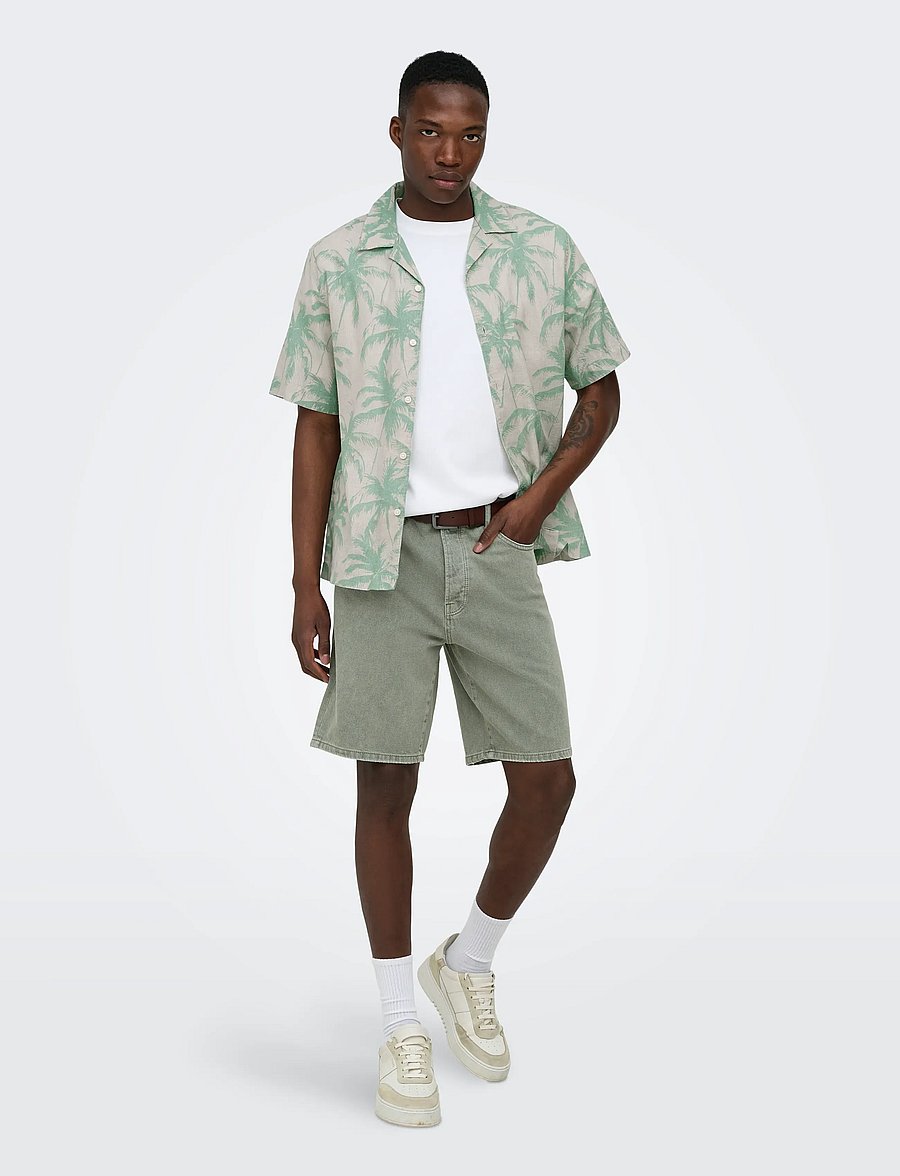 ONLY & SONS - ONSEDGE GREEN 7979 TAI DNM SHORTS NOOS - jeans shorts - calliste green - 4