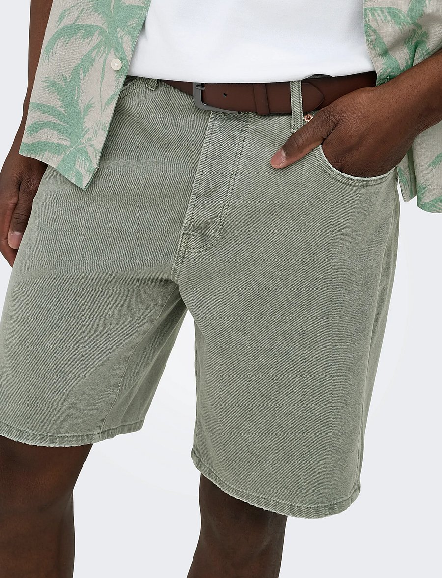 ONLY & SONS - ONSEDGE GREEN 7979 TAI DNM SHORTS NOOS - jeans shorts - calliste green - 5
