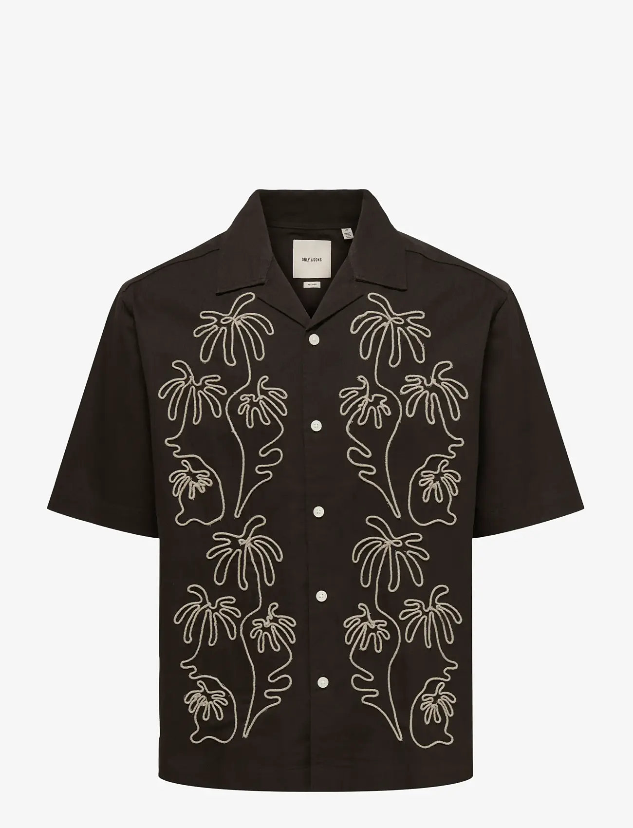 ONLY & SONS - ONSMARVIN RLX RESORT SS SHIRT - mønstrede skjorter - black coffee - 0