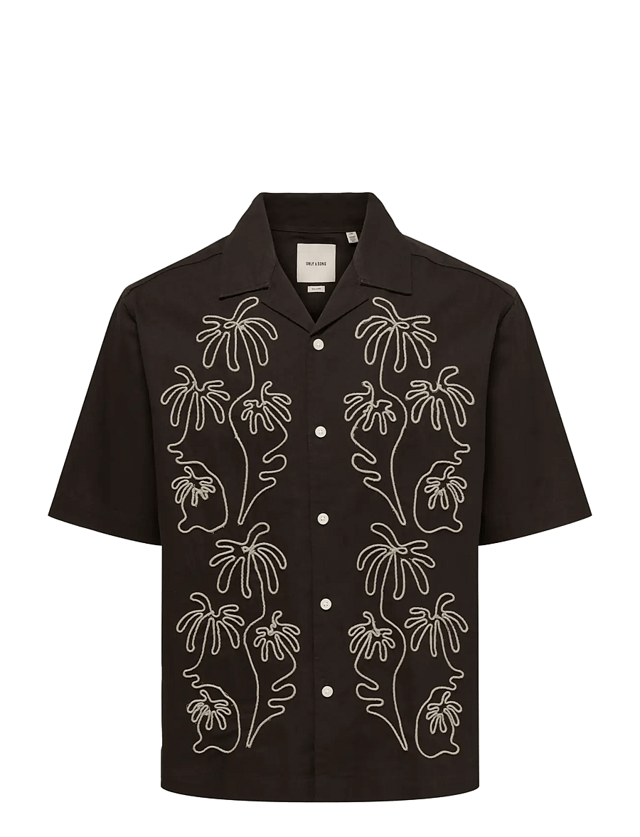 ONLY & SONS - ONSMARVIN RLX RESORT SS SHIRT - chemises à motifs - black coffee - 0