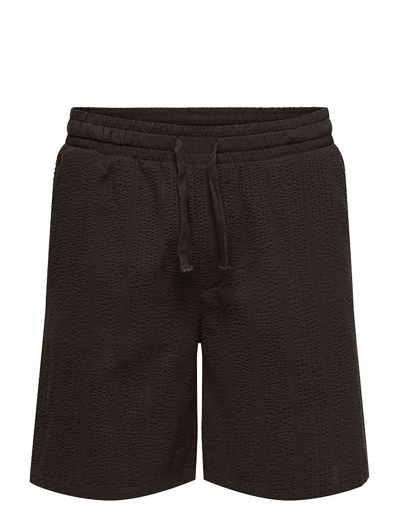 ONLY & SONS - ONSCRUZ SEERSUCKER JOGGER SHORTS - lühikesed dressipüksid - black coffee - 1