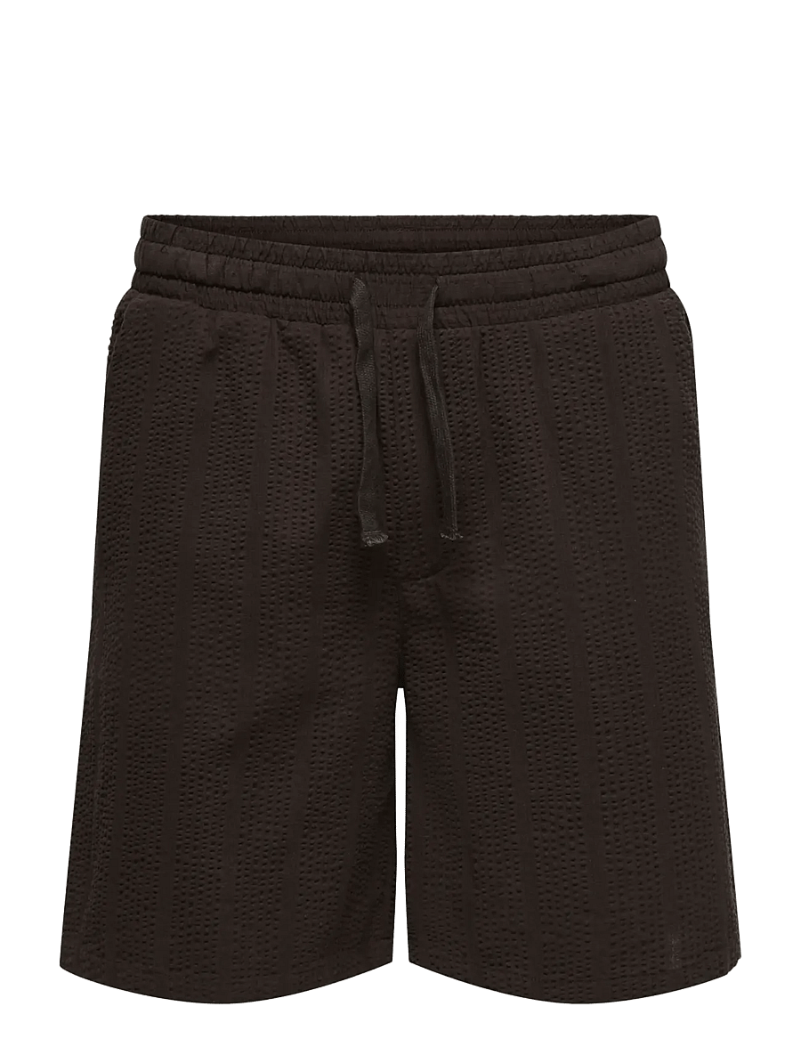 ONLY & SONS - ONSCRUZ SEERSUCKER JOGGER SHORTS - sweatshorts - black coffee - 1