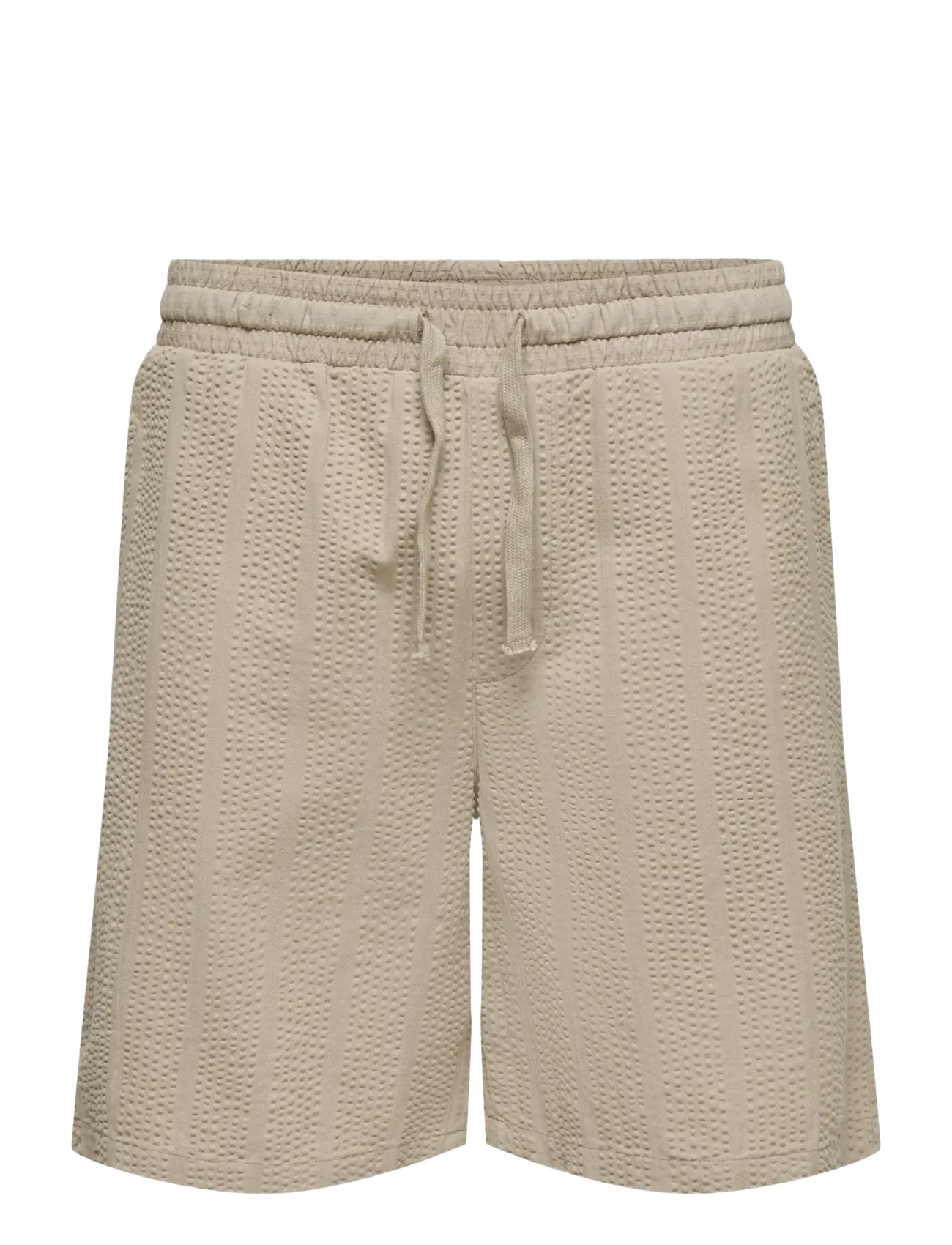 ONLY & SONS Onscruz Seersucker Jogger Shorts Beige - S - Herren