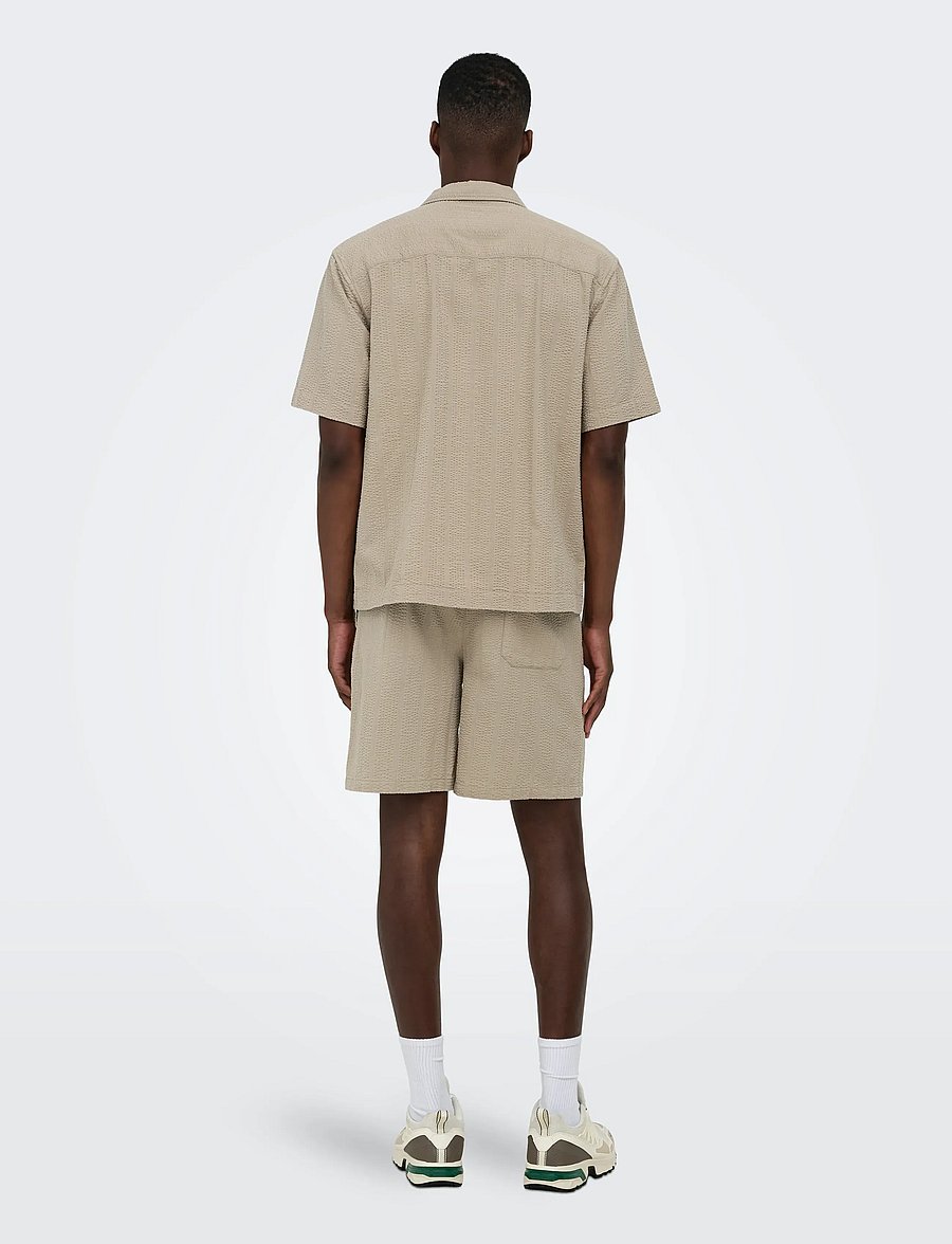 ONLY & SONS - ONSCRUZ SEERSUCKER JOGGER SHORTS - sweatshorts - crockery - 3