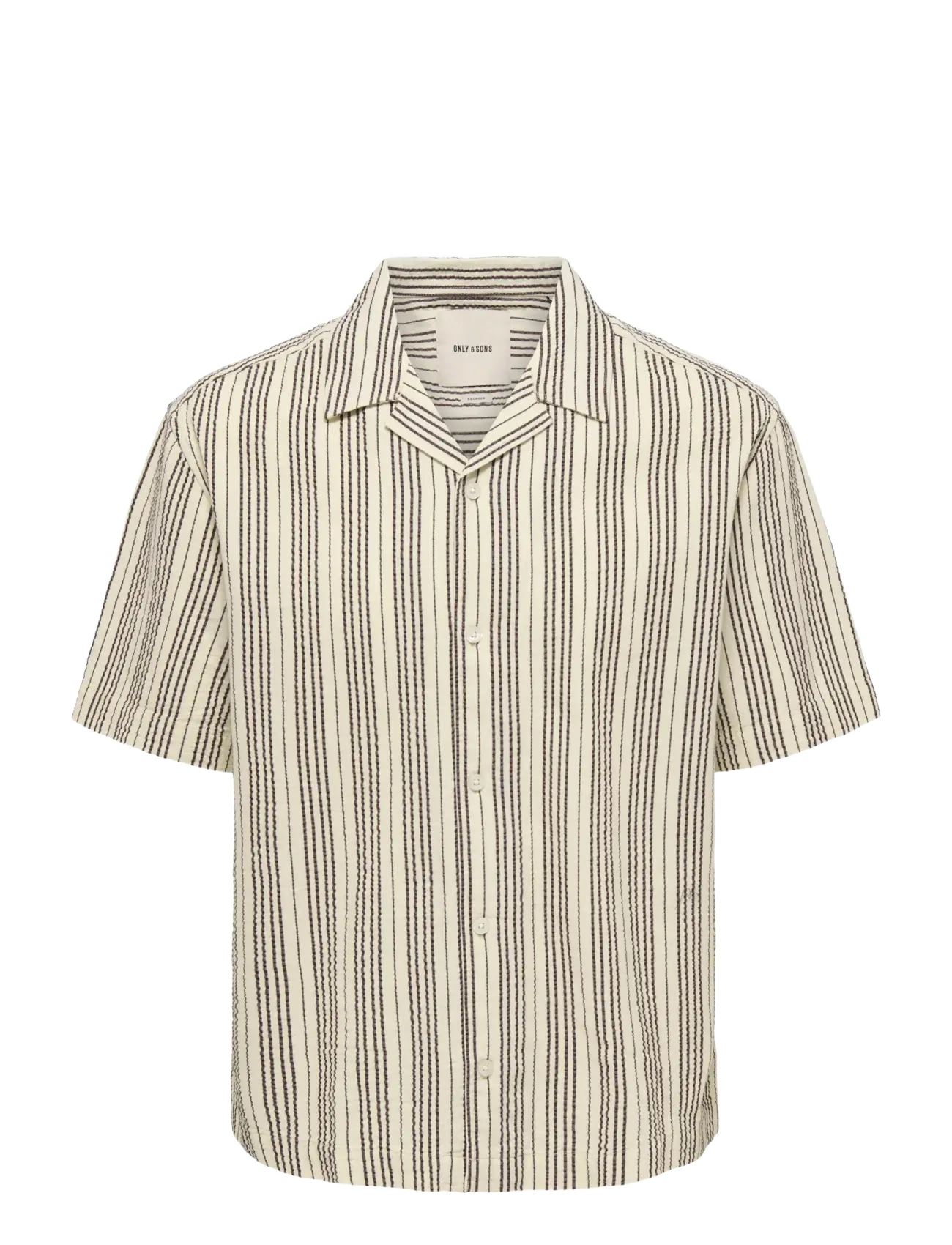 ONLY & SONS ONSCRUZ RLX SEERSUCKER RESORT SS SHIRT - ONLY & SONS - ANTIQUE WHITE / cream