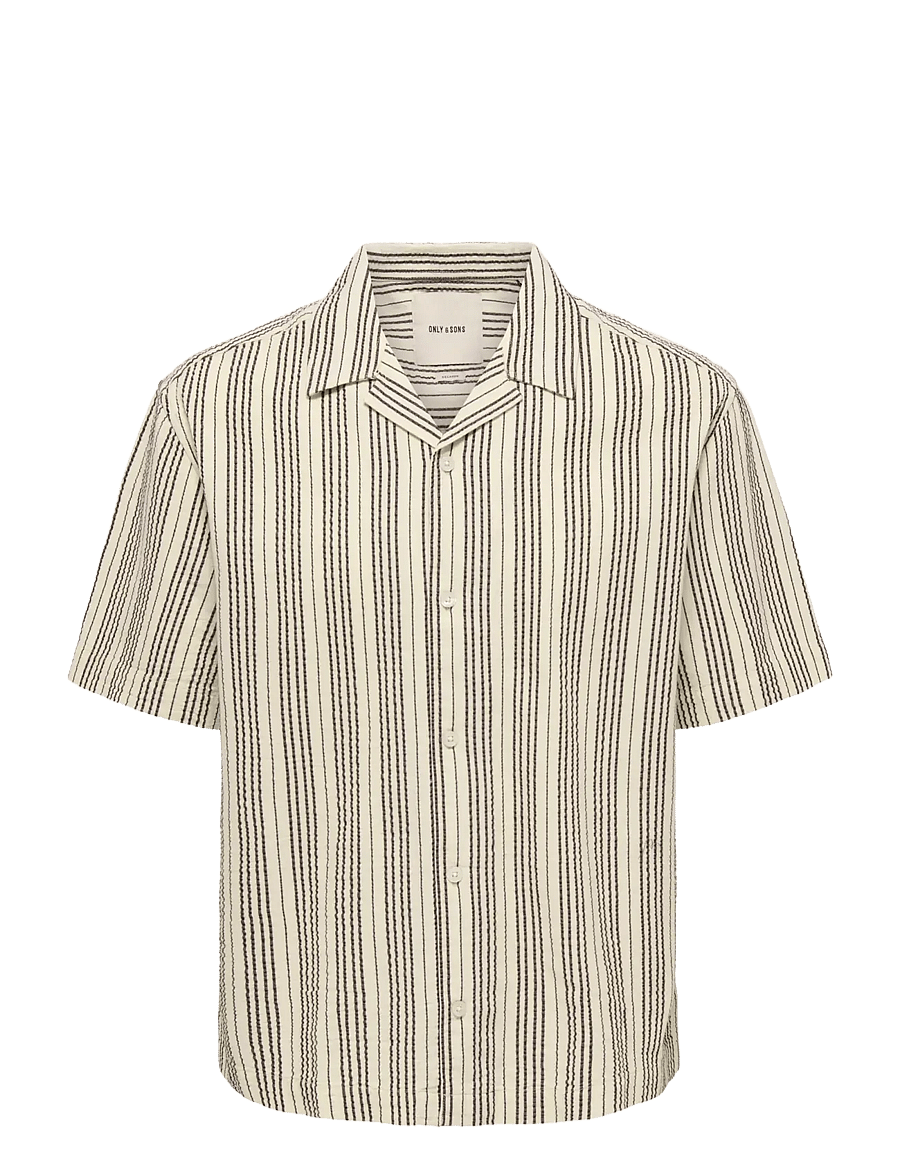 ONLY & SONS - ONSCRUZ RLX SEERSUCKER RESORT SS SHIRT - overhemden met korte mouw - antique white - 0