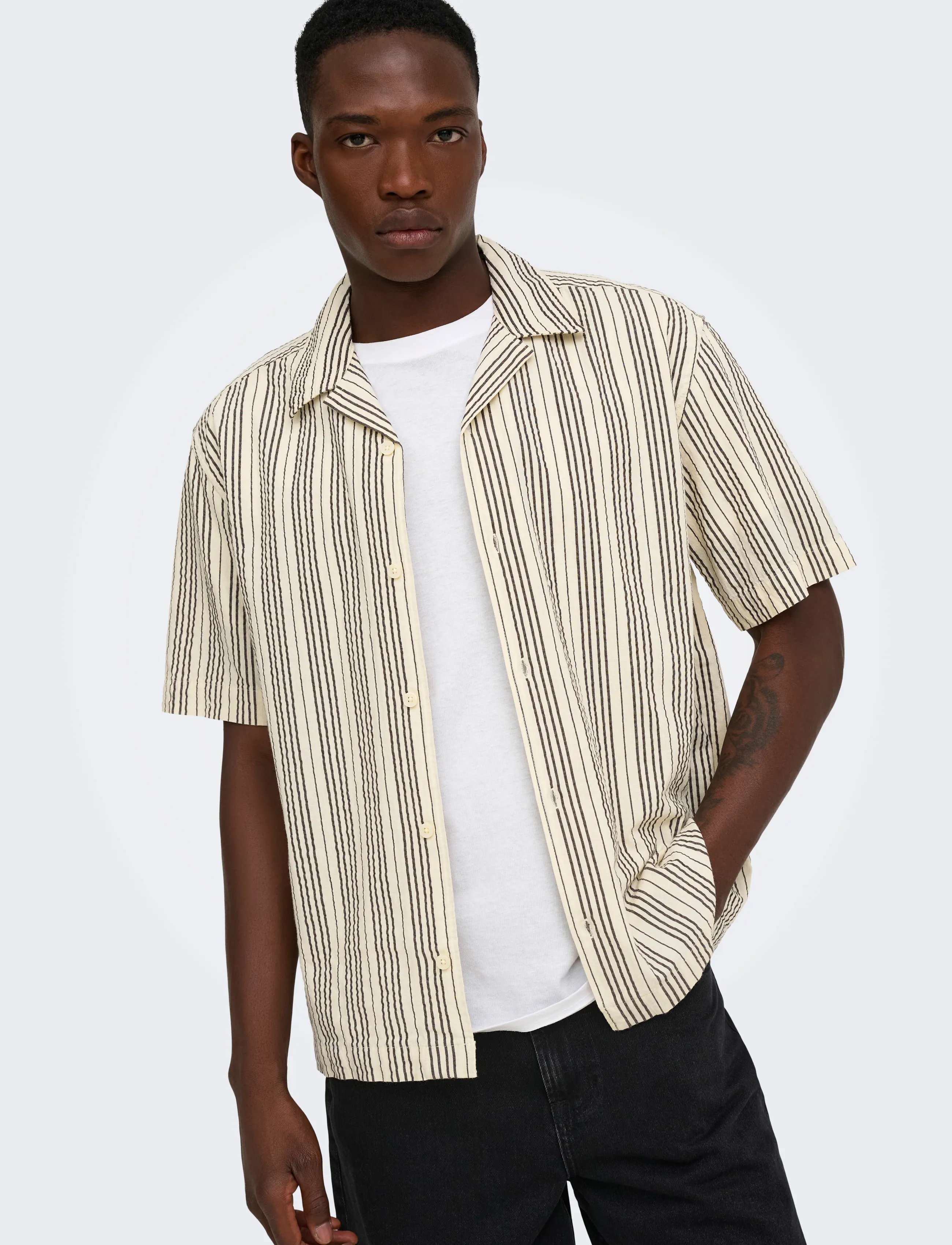 ONLY & SONS Onscruz Rlx Seersucker Resort Ss Shirt kortärmade skjortor herr – bild 6