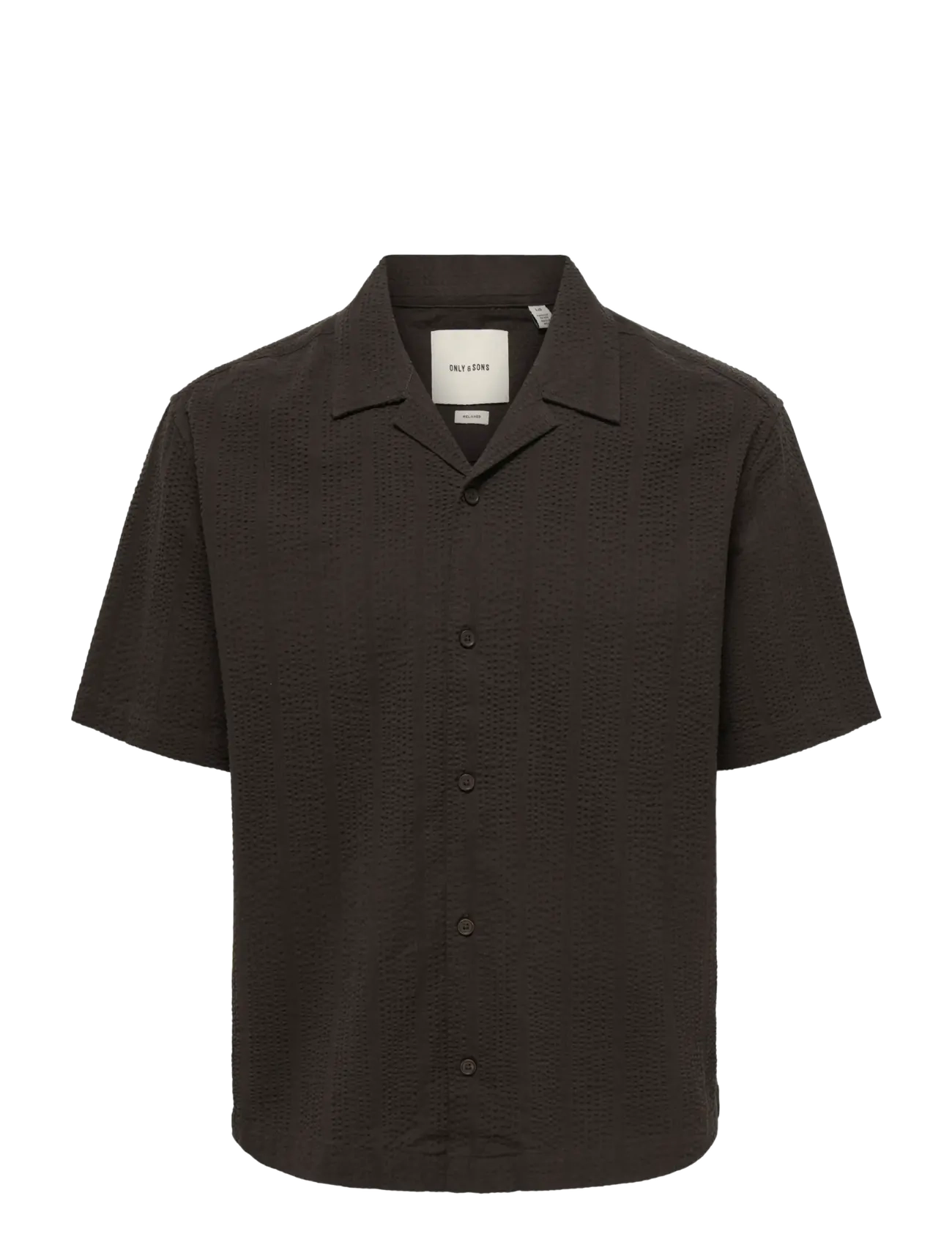 ONLY & SONS ONSCRUZ RLX SEERSUCKER RESORT SS SHIRT - ONLY & SONS - BLACK COFFEE / brown