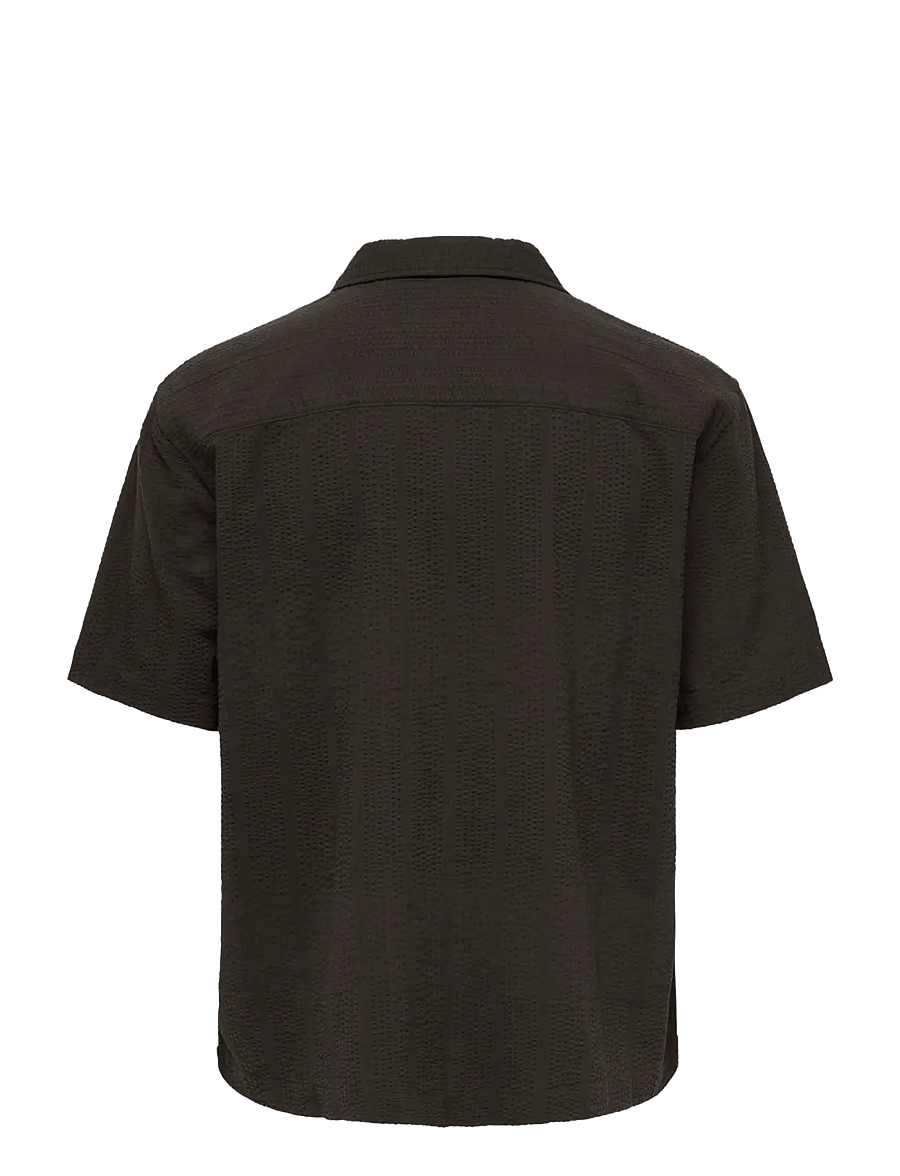 ONLY & SONS - ONSCRUZ RLX SEERSUCKER RESORT SS SHIRT - kurzarmhemden - black coffee - 2