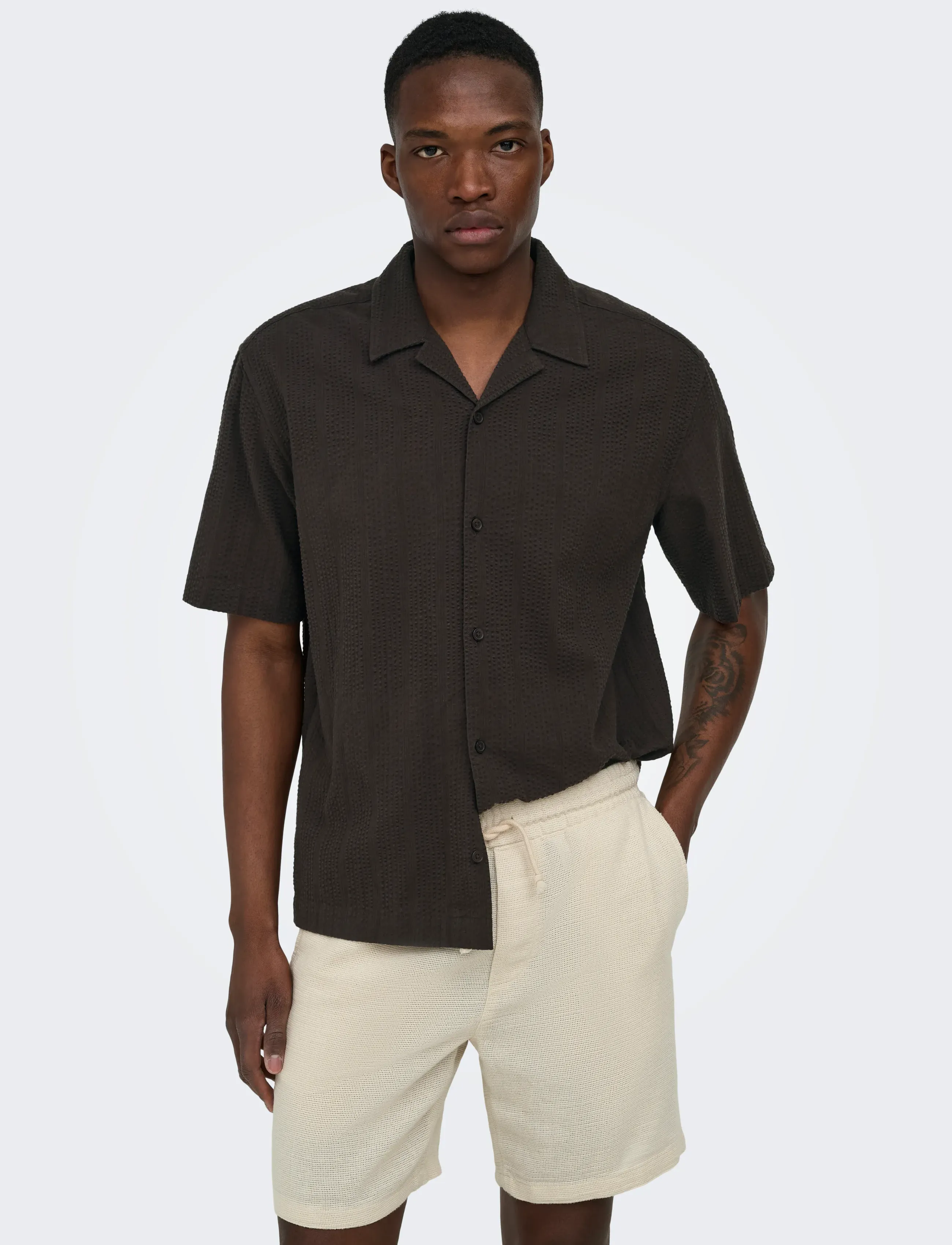 ONLY & SONS Onscruz Rlx Seersucker Resort Ss Shirt kortärmade skjortor herr – bild 6