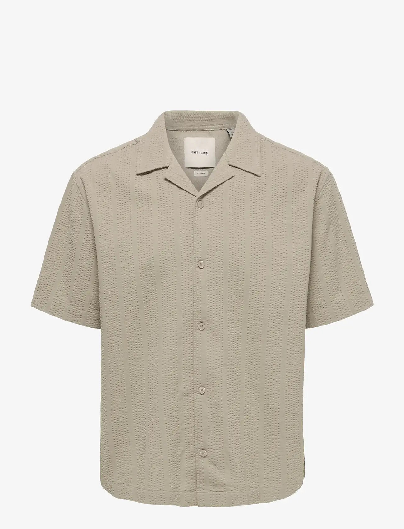 ONLY & SONS - ONSCRUZ RLX SEERSUCKER RESORT SS SHIRT - kortærmede skjorter - crockery - 1