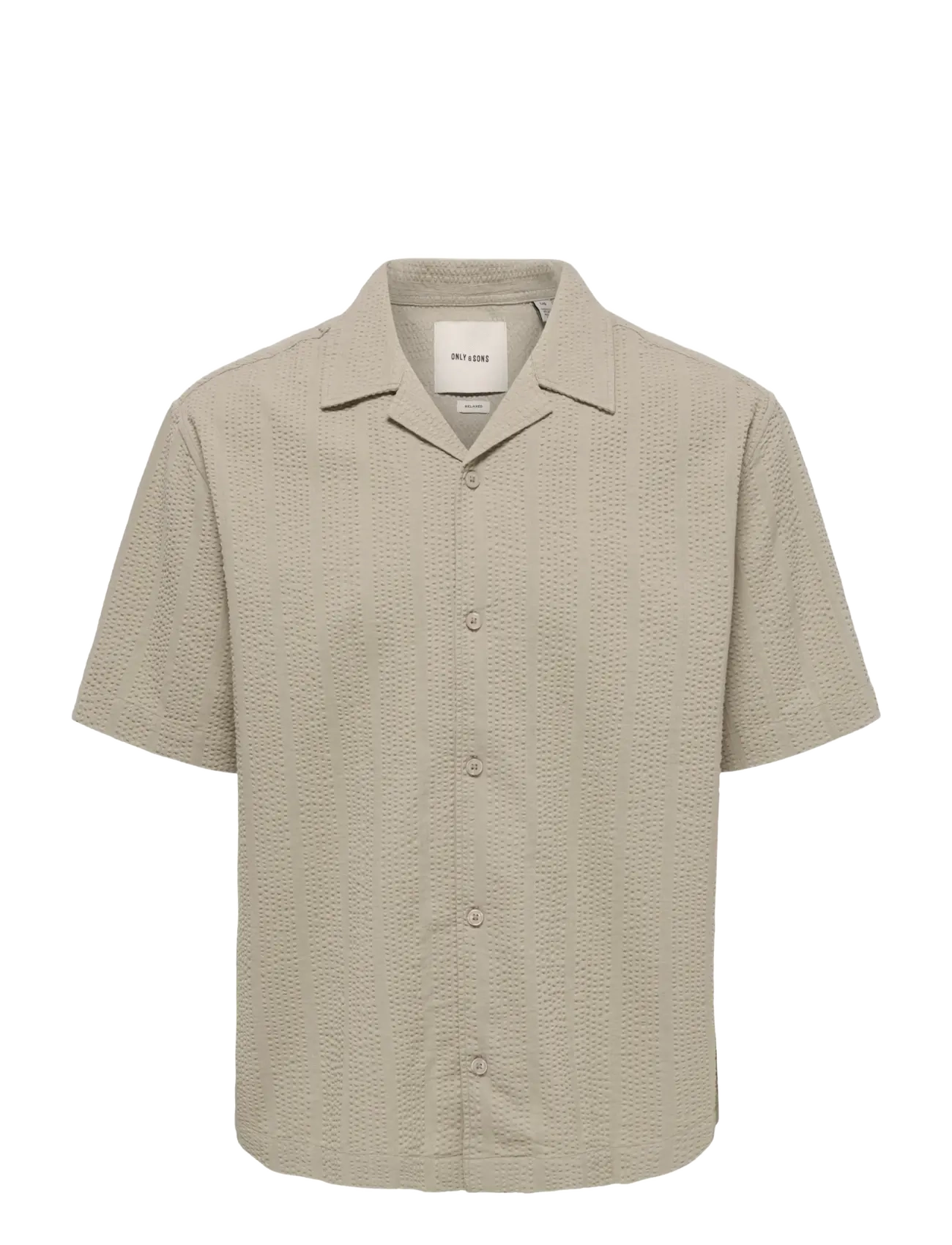 ONLY & SONS ONSCRUZ RLX SEERSUCKER RESORT SS SHIRT - ONLY & SONS - CROCKERY / beige