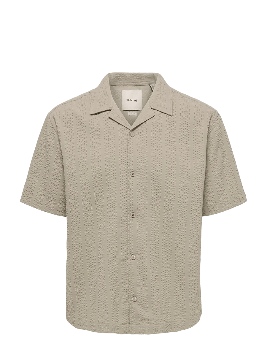 ONLY & SONS - ONSCRUZ RLX SEERSUCKER RESORT SS SHIRT - kurzarmhemden - crockery - 1