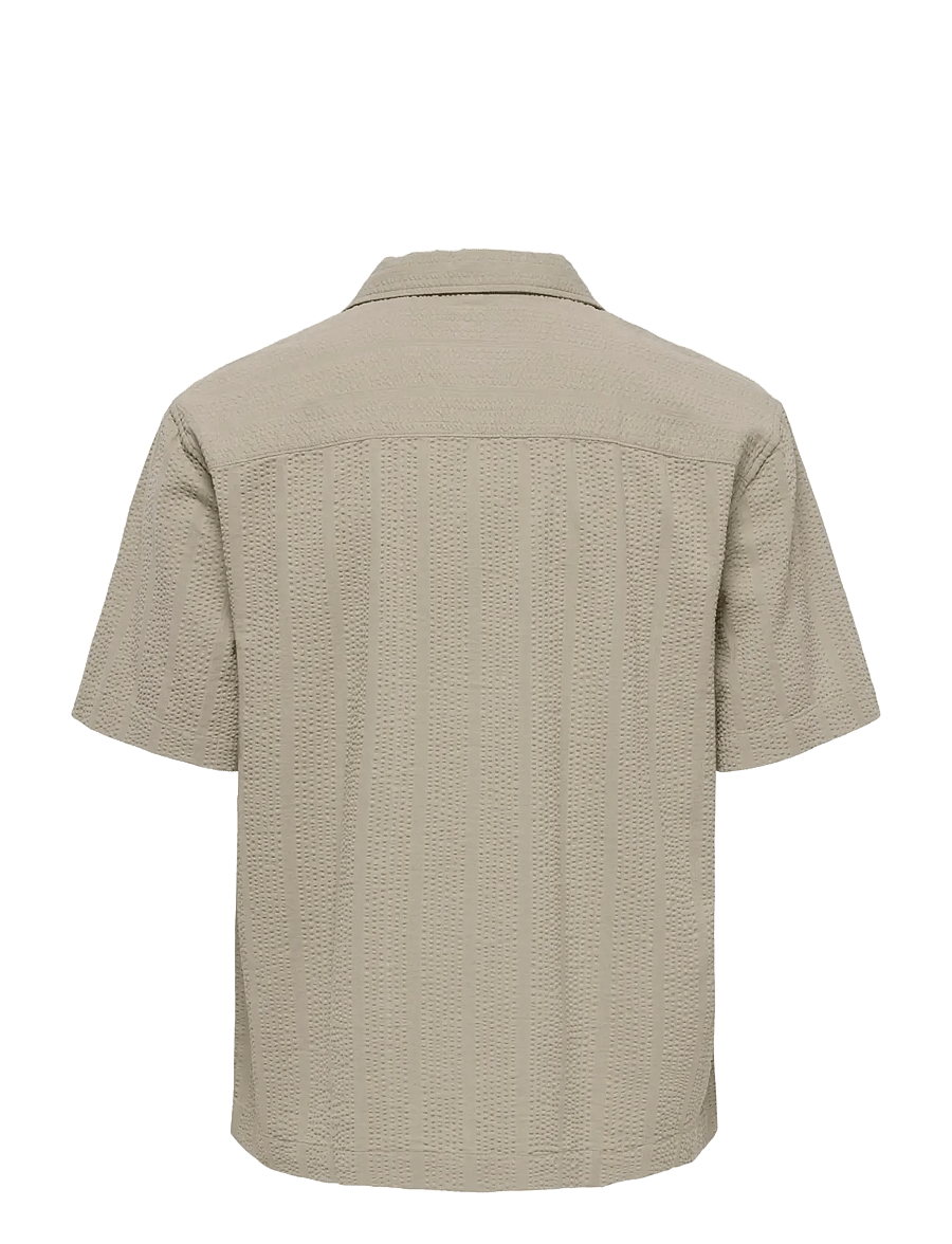 ONLY & SONS - ONSCRUZ RLX SEERSUCKER RESORT SS SHIRT - krótki rękaw - crockery - 2