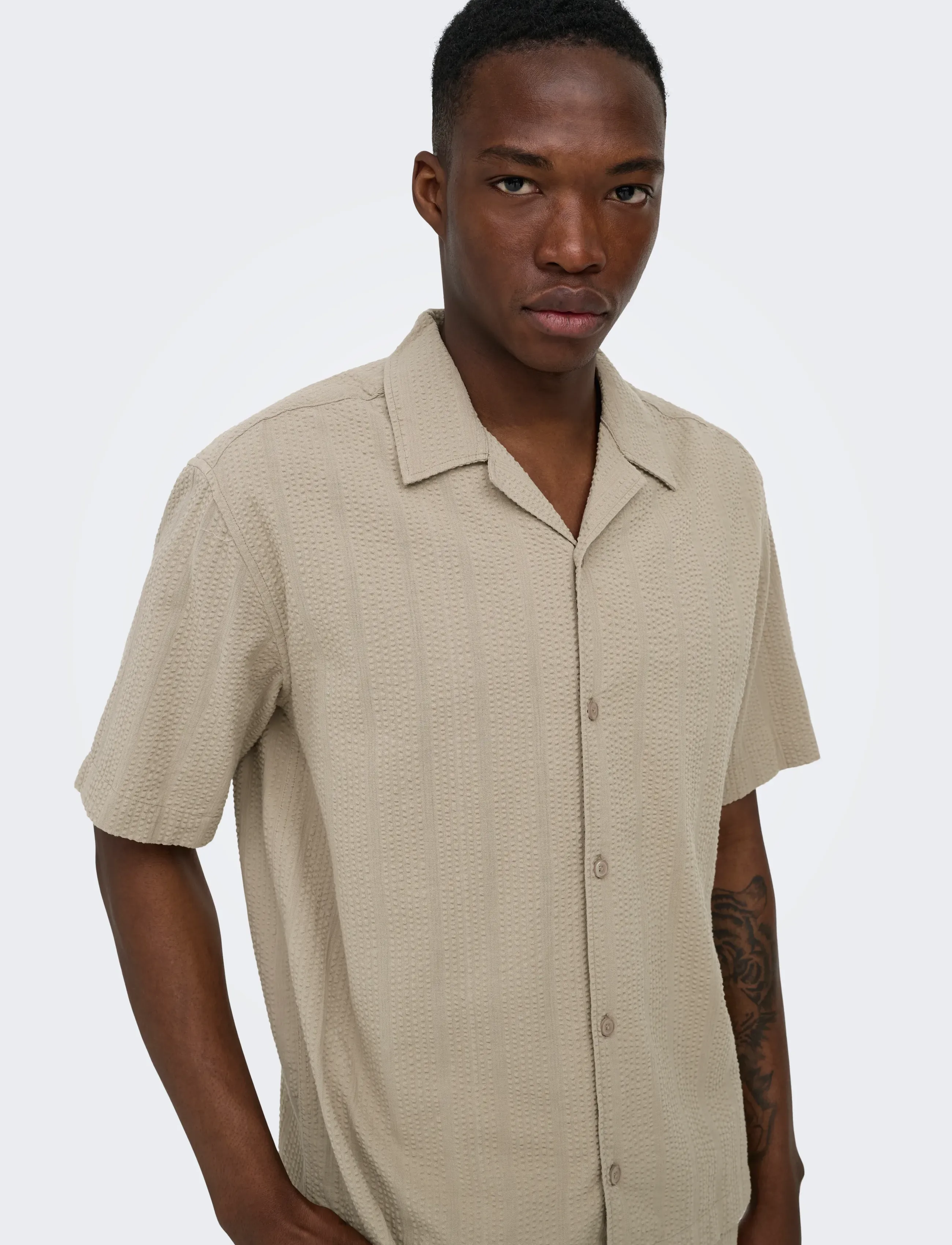 ONLY & SONS Onscruz Rlx Seersucker Resort Ss Shirt kortärmade skjortor herr – bild 6