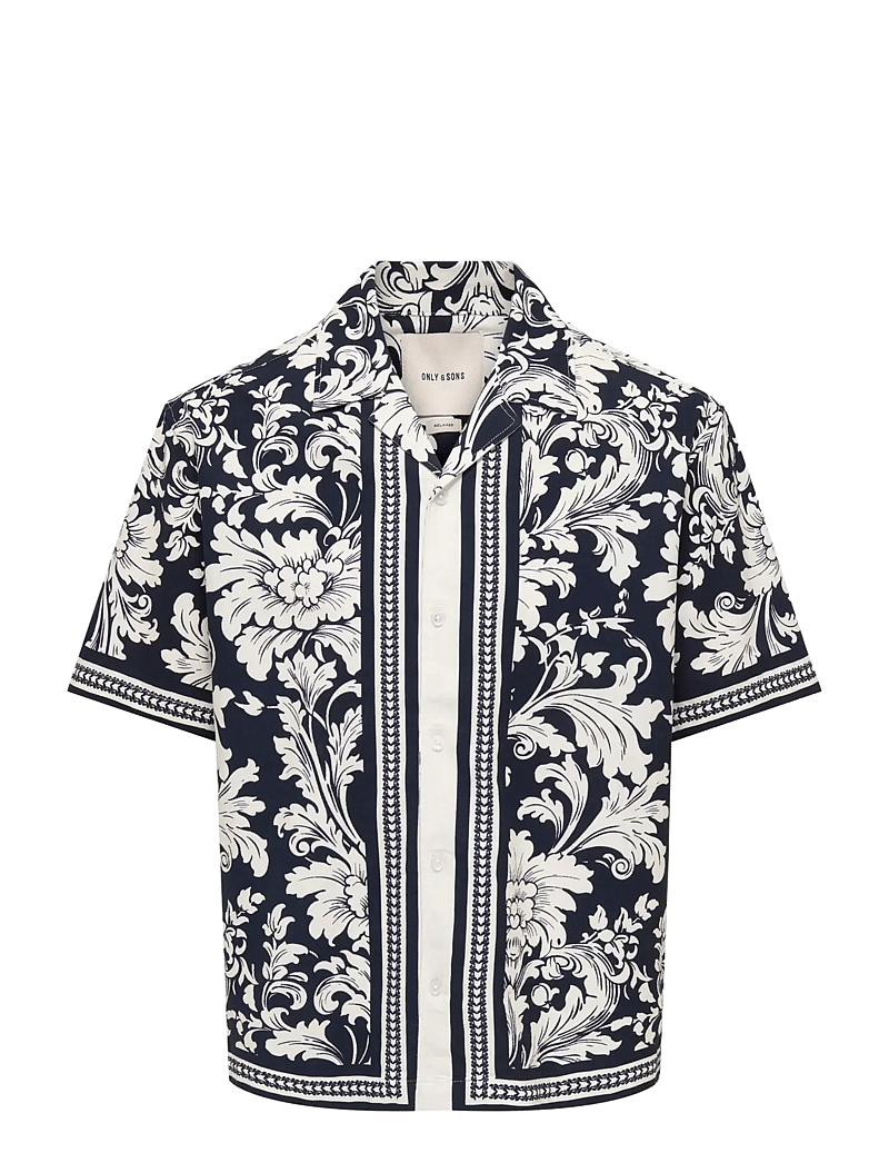 ONLY & SONS - ONSNERO RLX RESORT SS SHIRT - mustriga särgid - jet black - 0